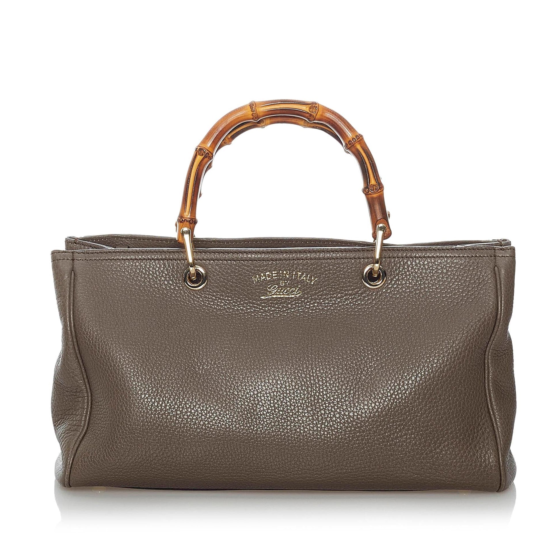 Gucci Bamboo Shopper SHG Leather Calf Grey Satchel Bag