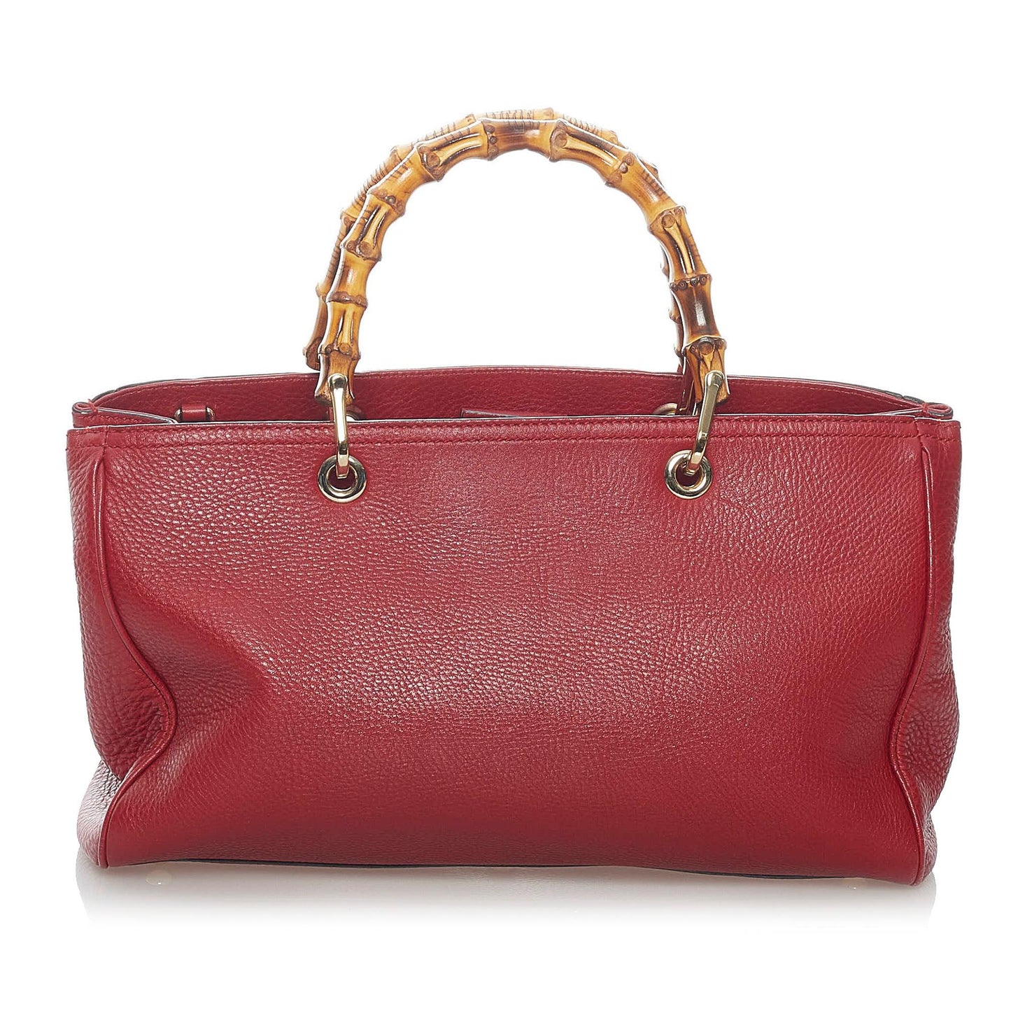 Gucci Bamboo Shopper SHG Leather Calf Red Satchel Bag 5