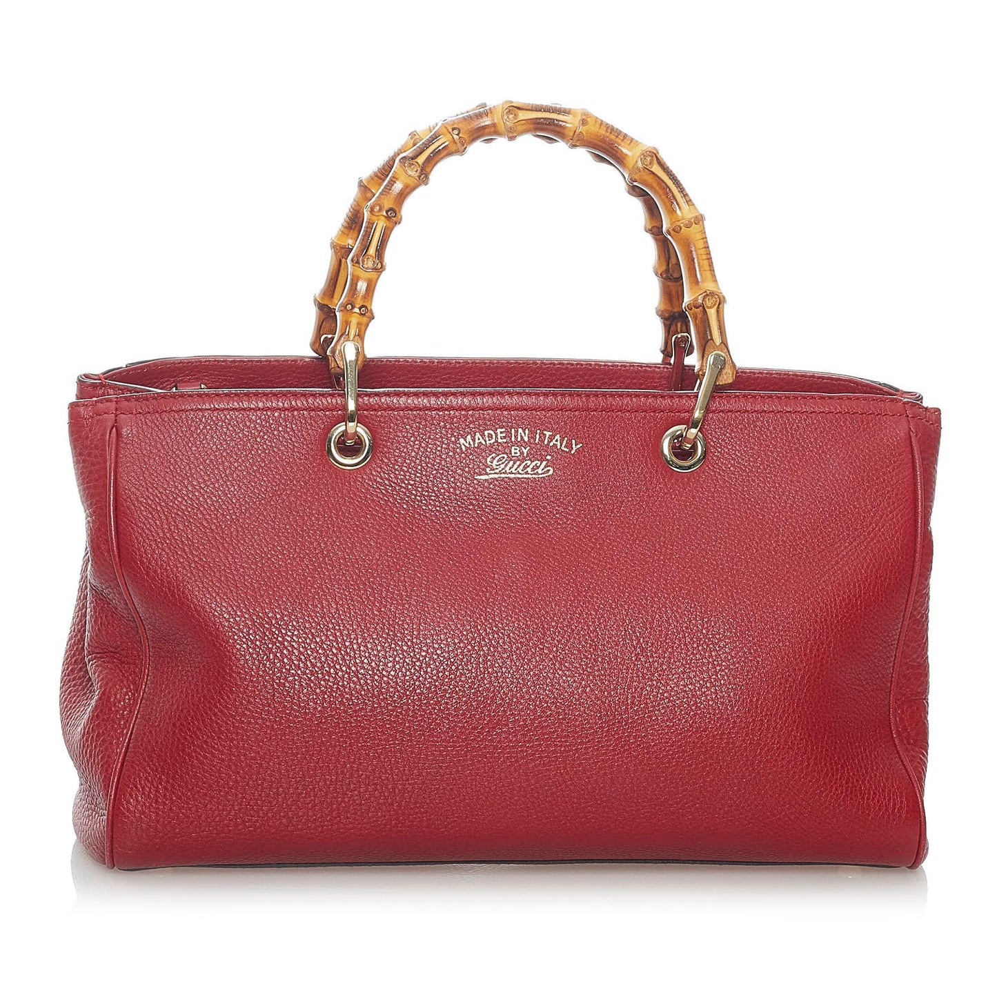 Gucci Bamboo Shopper SHG Leather Calf Red Satchel Bag 5