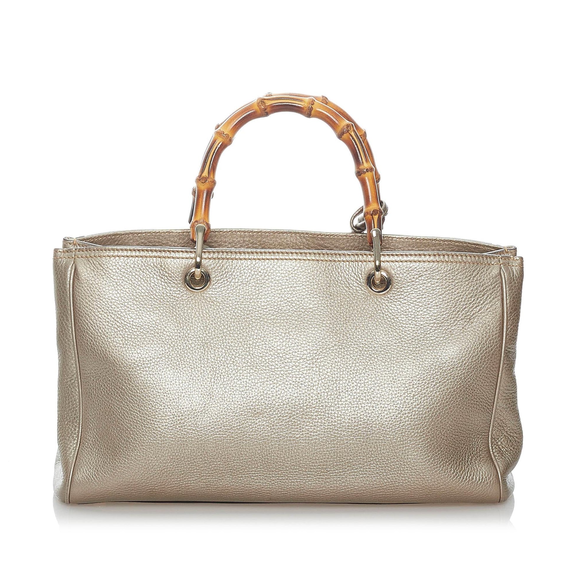 Gucci Bamboo Shopper SHG Leather Calf Gold Satchel Bag