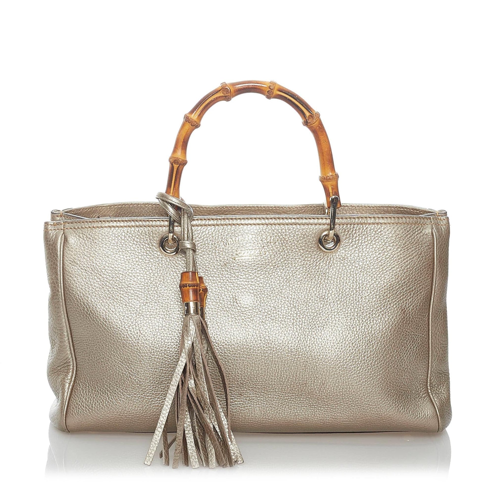 Gucci Bamboo Shopper SHG Leather Calf Gold Satchel Bag