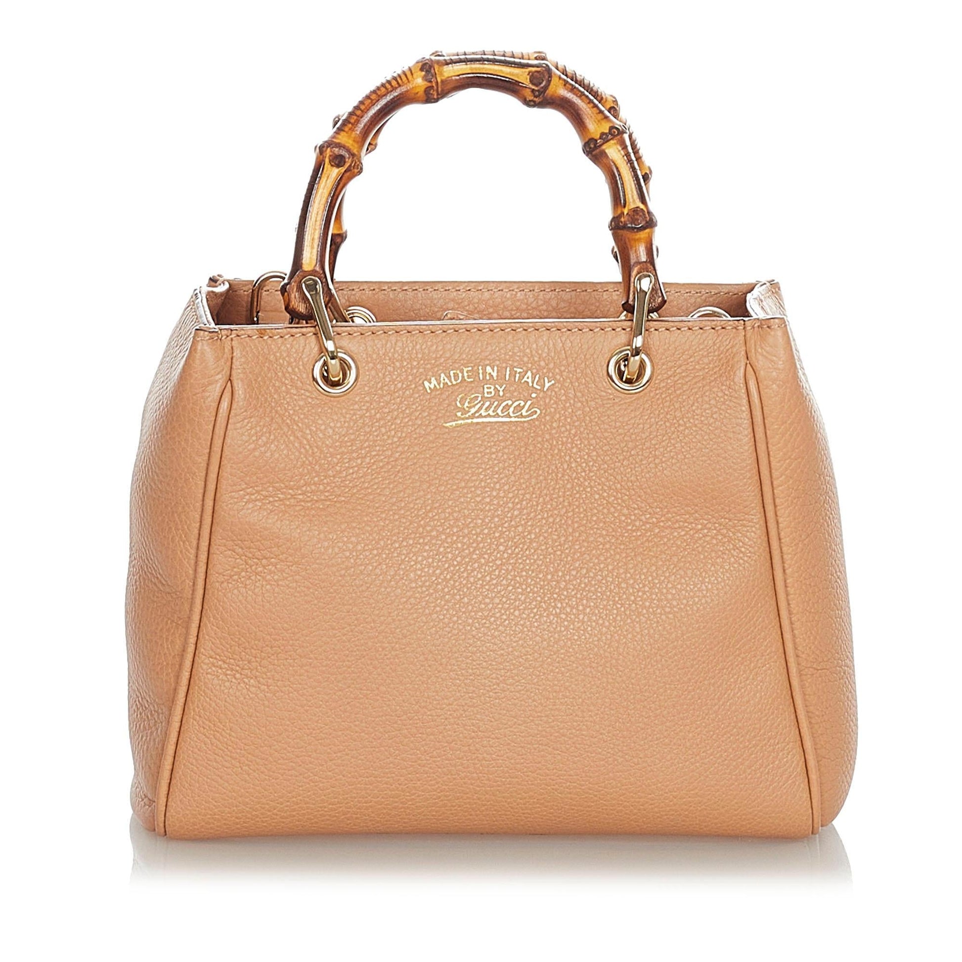 Gucci Bamboo Shopper SHG Leather Calf Brown Satchel Bag 9