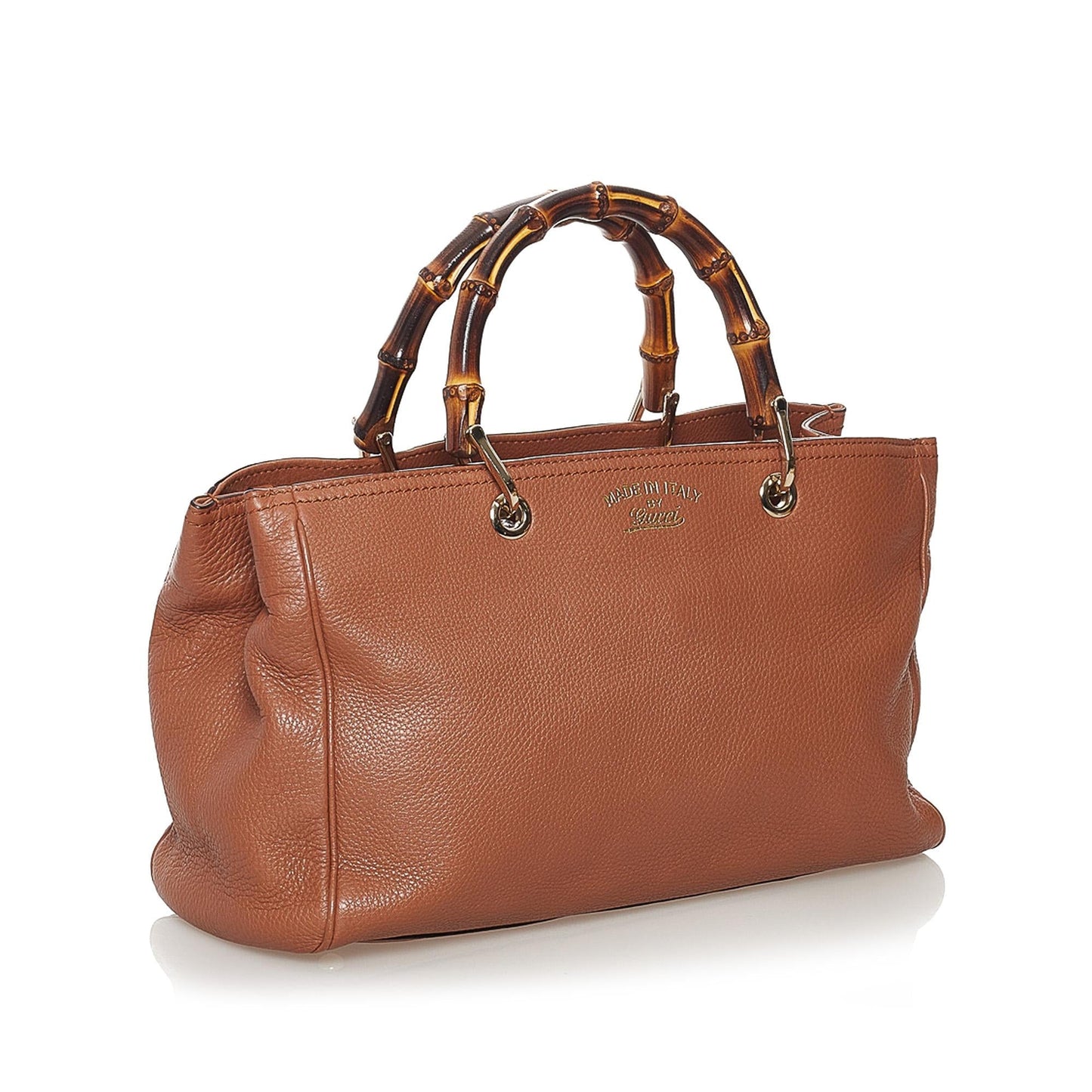 Gucci Bamboo Shopper SHG Leather Calf Brown Satchel Bag 12