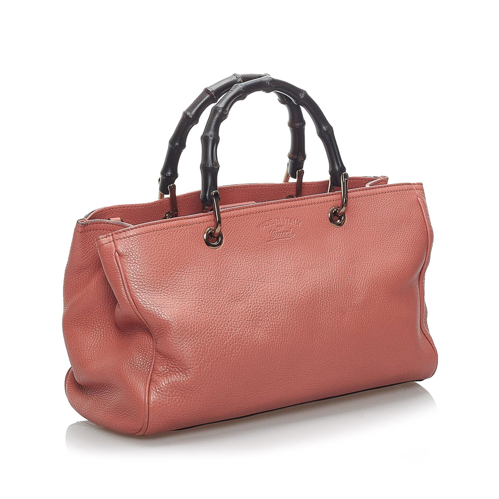 Gucci Bamboo Shopper SHG Leather Calf Pink Satchel Bag