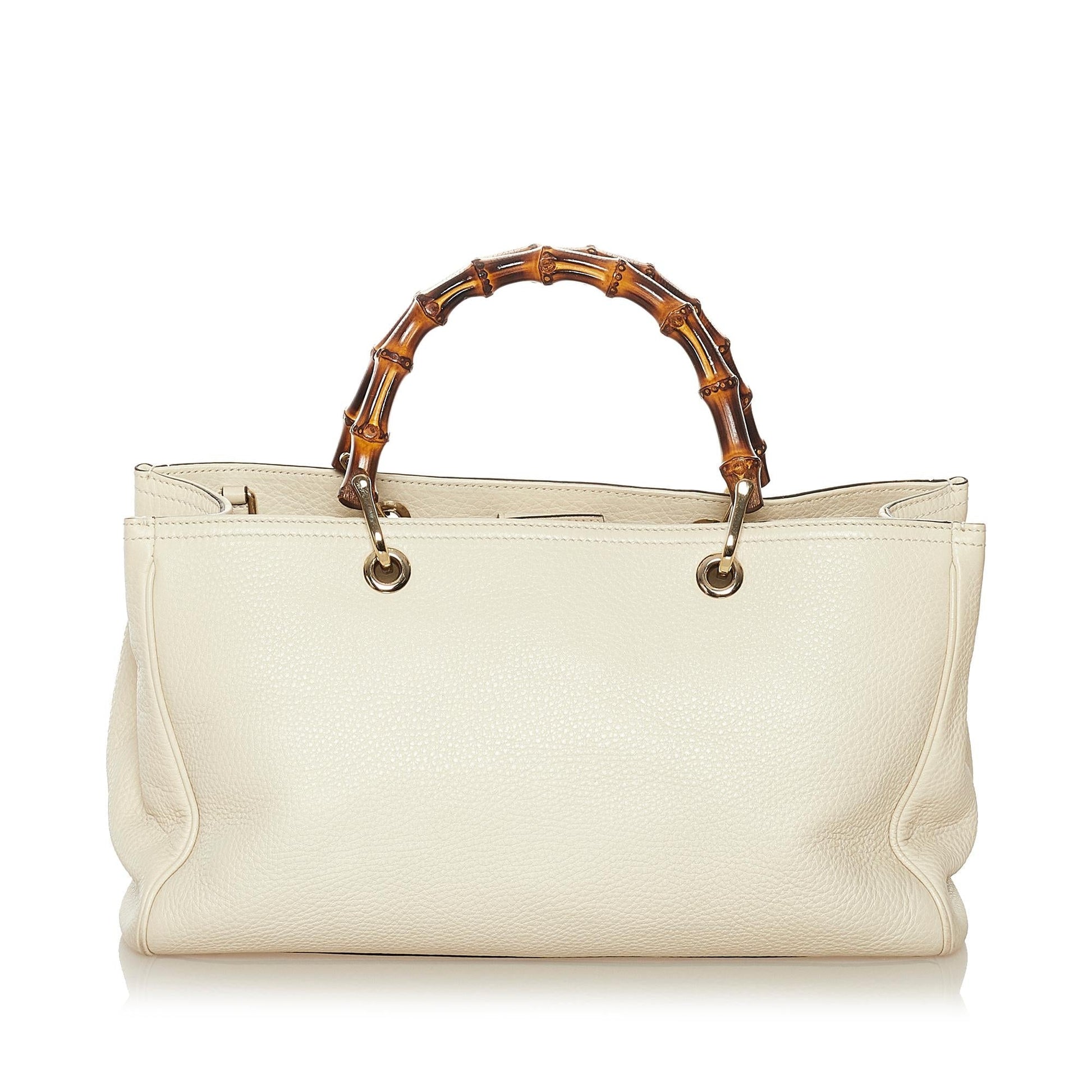 Gucci Bamboo Shopper SHG Leather Calf White Satchel Bag
