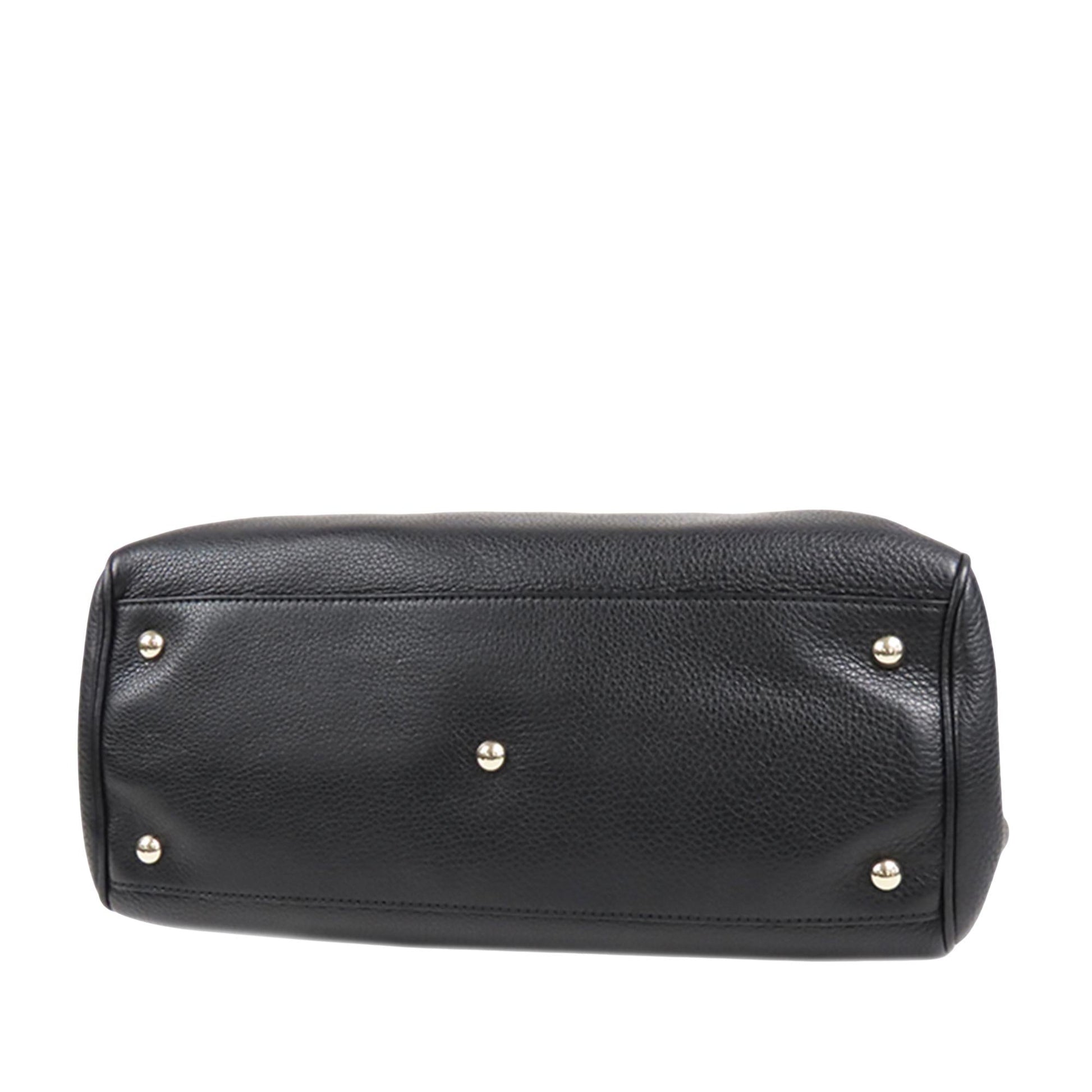 Gucci Bamboo Shopper SHG Leather Calf Black Satchel Bag