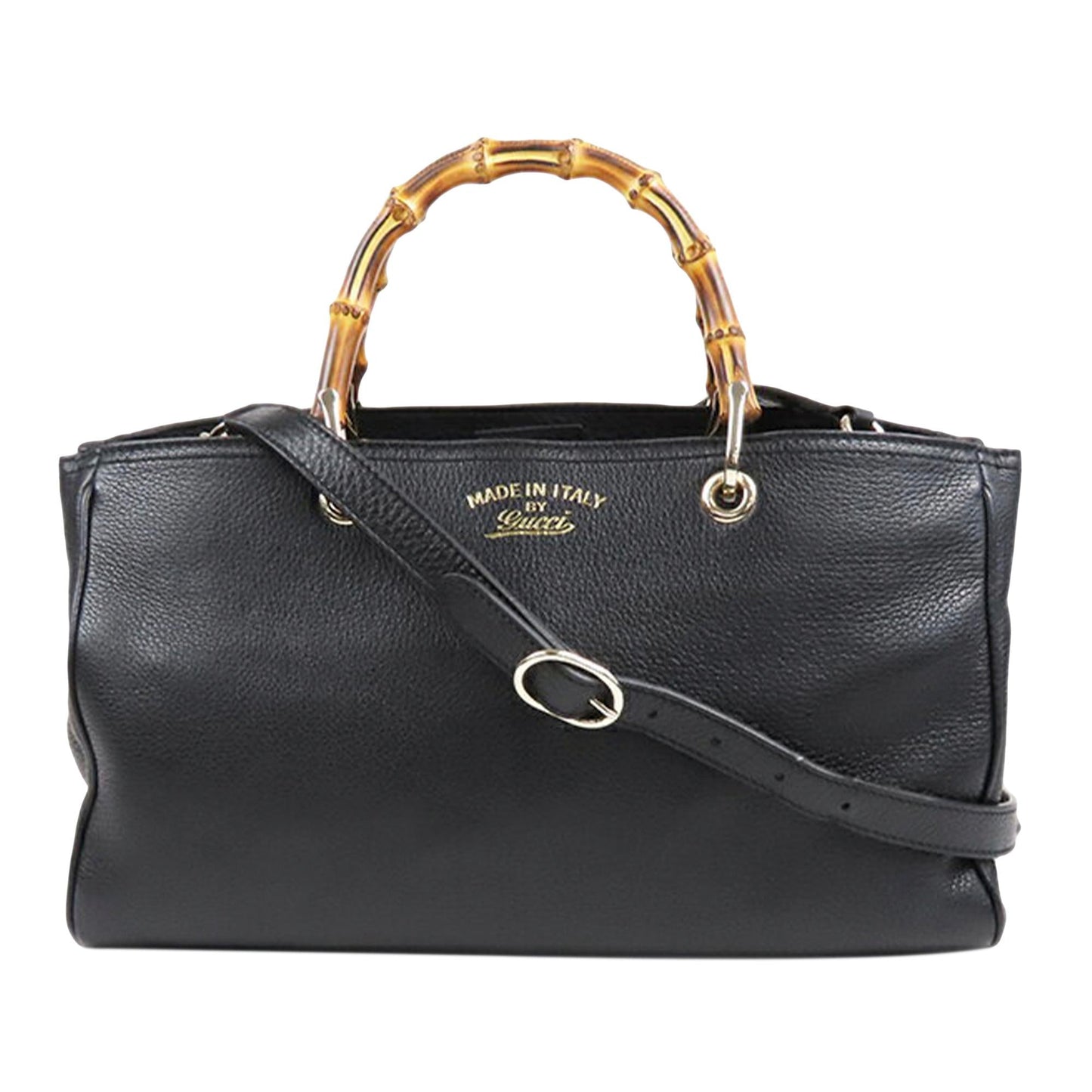 Gucci Bamboo Shopper SHG Leather Calf Black Satchel Bag