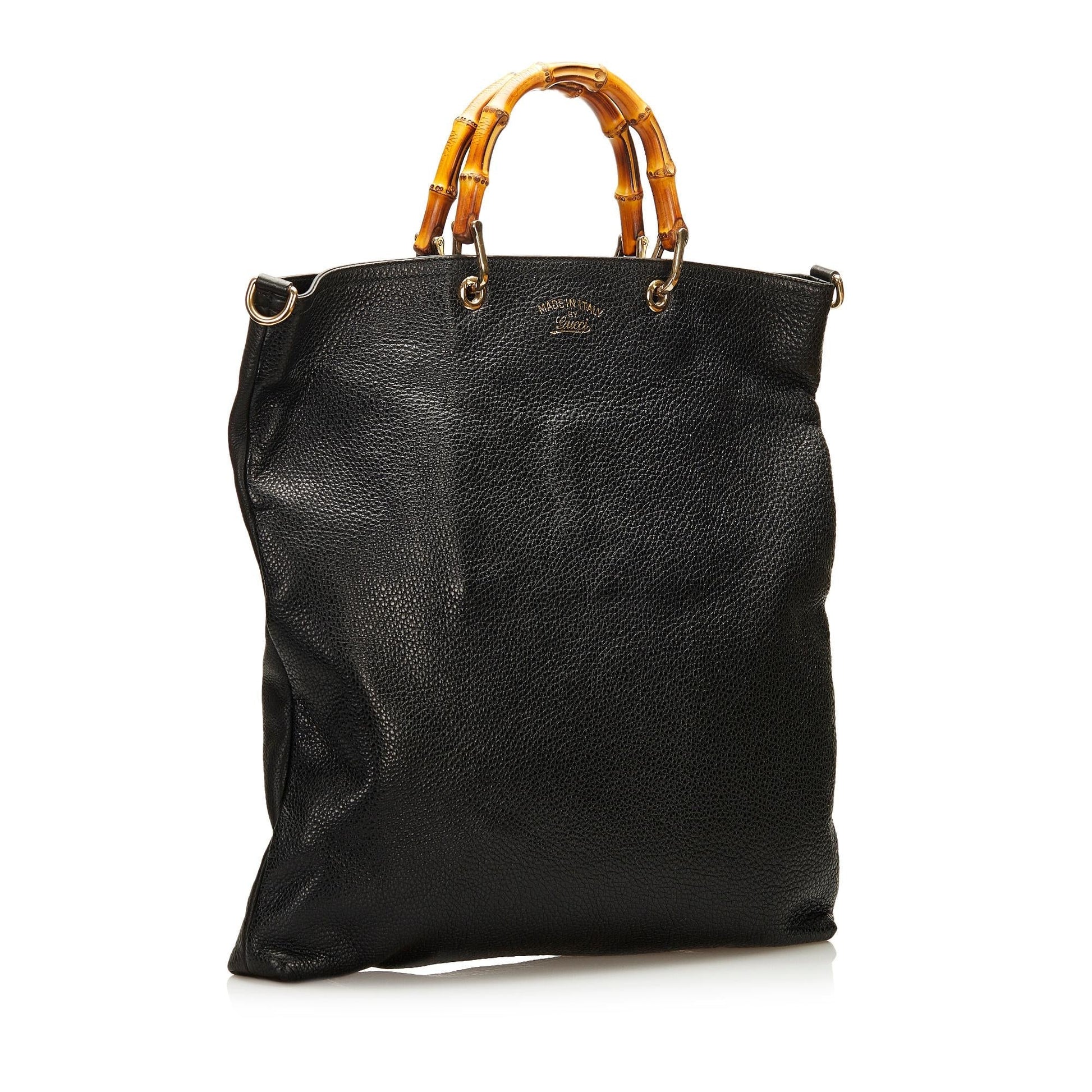 Gucci Bamboo Shopper SHG Leather Calf Black Satchel Bag Satchel Shg