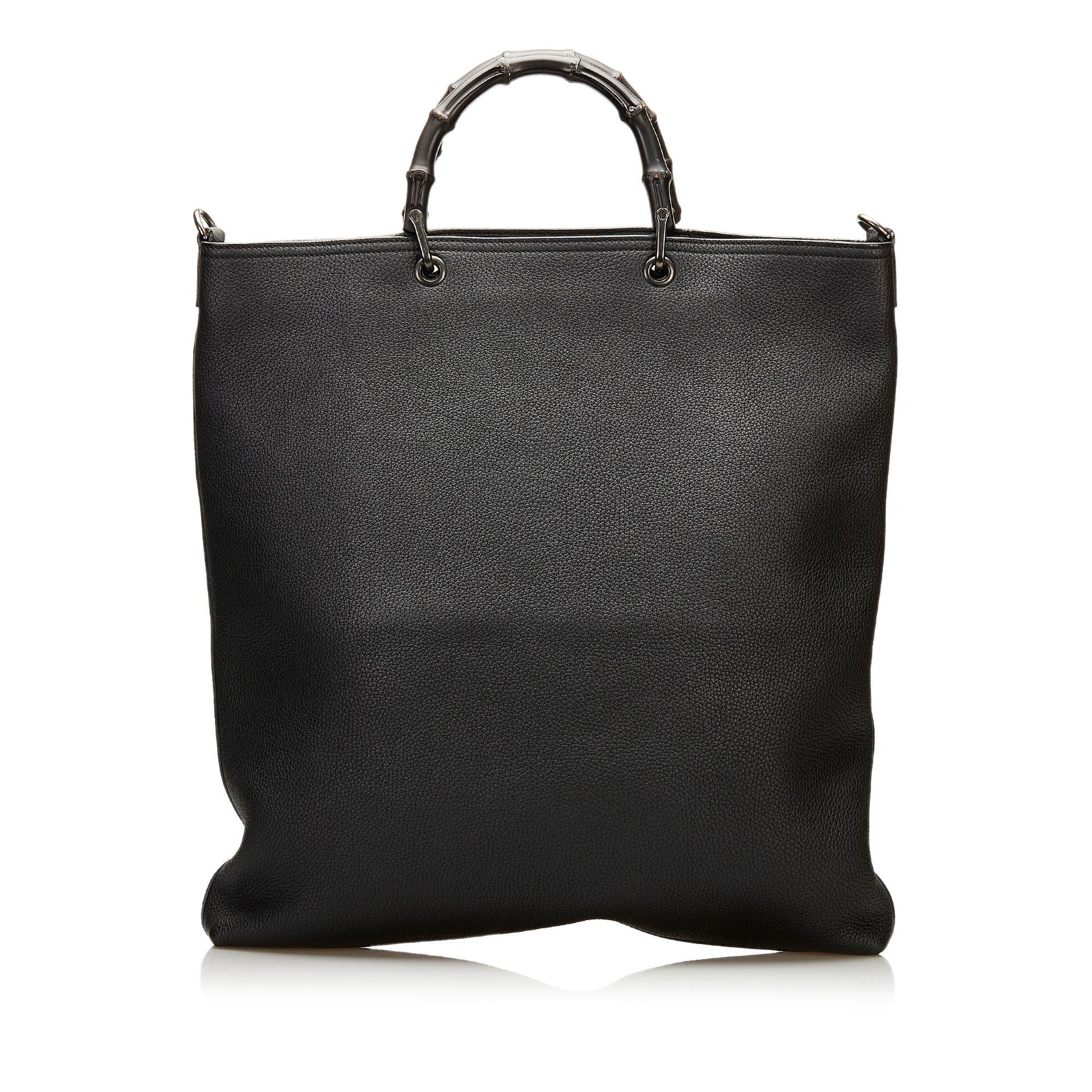 Gucci Bamboo Shopper SHG Leather Calf Black Satchel Bag 4