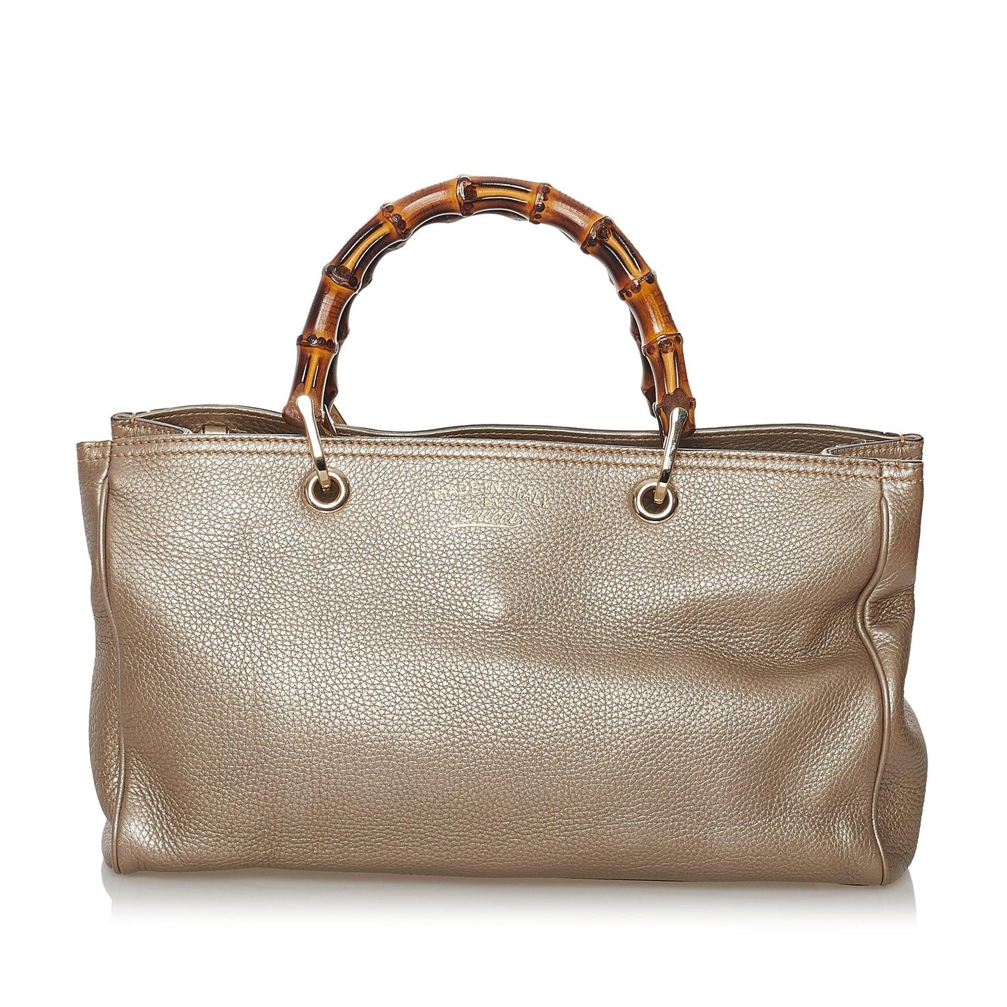 Gucci Bamboo Shopper SHG Leather Calf Brown Satchel Bag 4