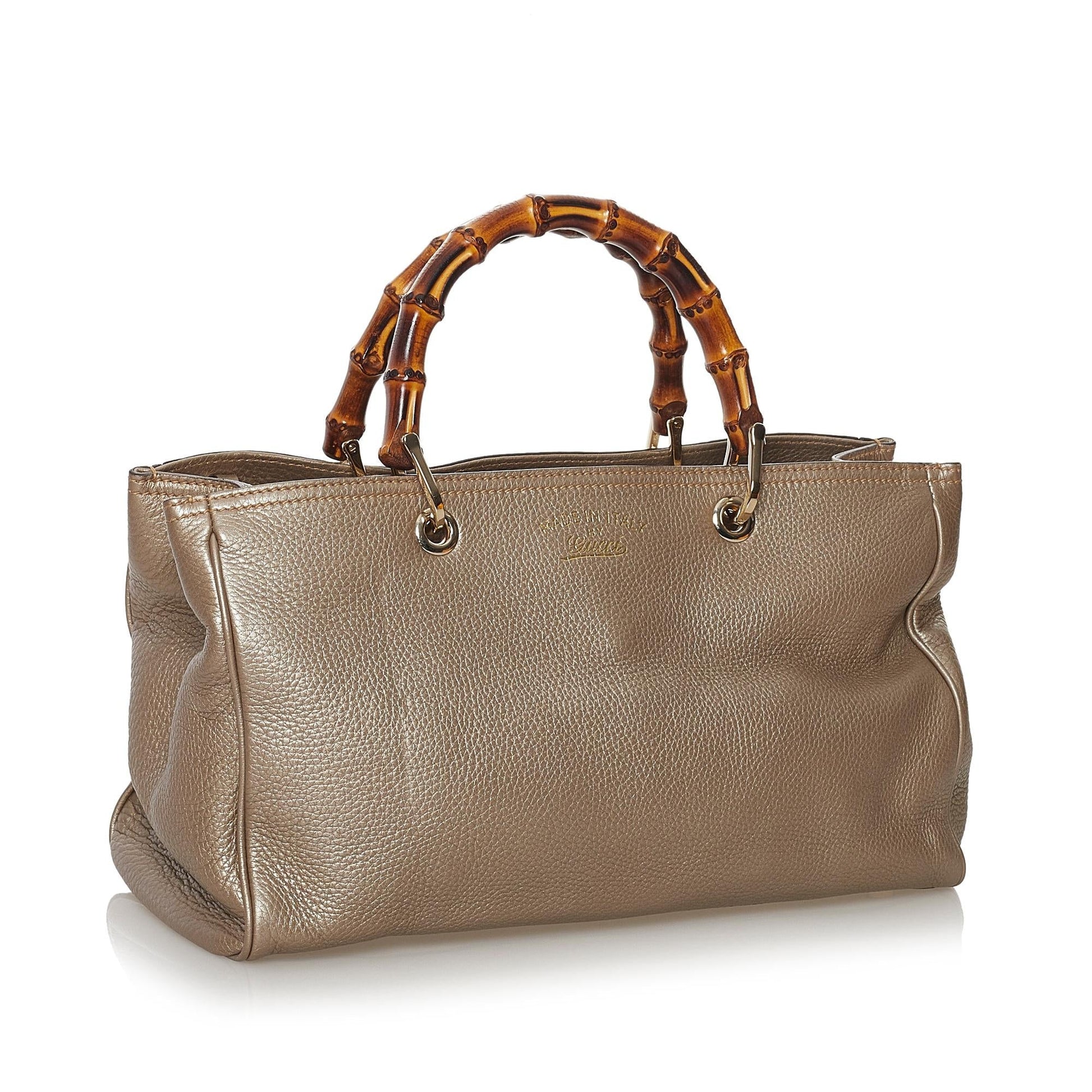 Gucci Bamboo Shopper SHG Leather Calf Brown Satchel Bag 4