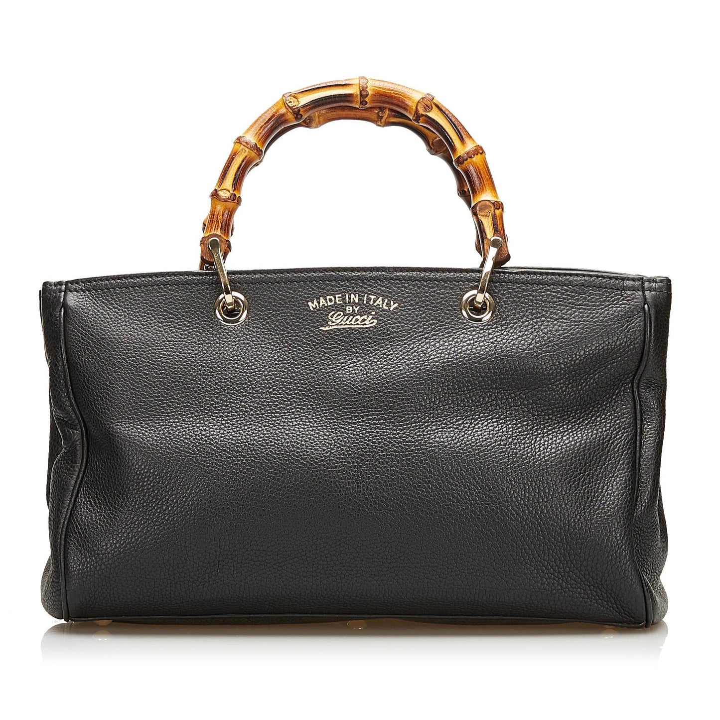 Gucci Bamboo Shopper SHG-dP6JxK Leather Calf Black Brown Satchel Bag