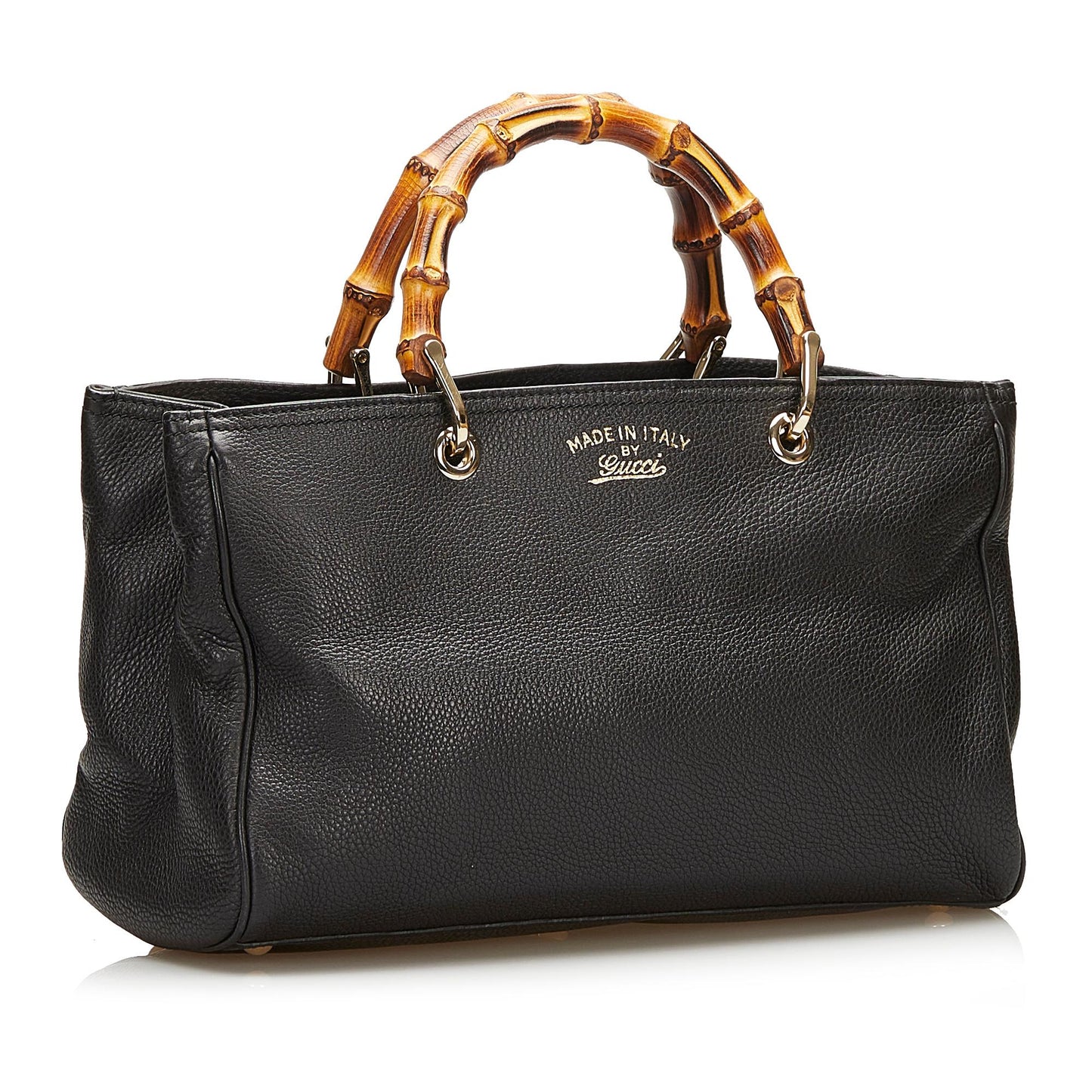 Gucci Bamboo Shopper SHG-dP6JxK Leather Calf Black Brown Satchel Bag
