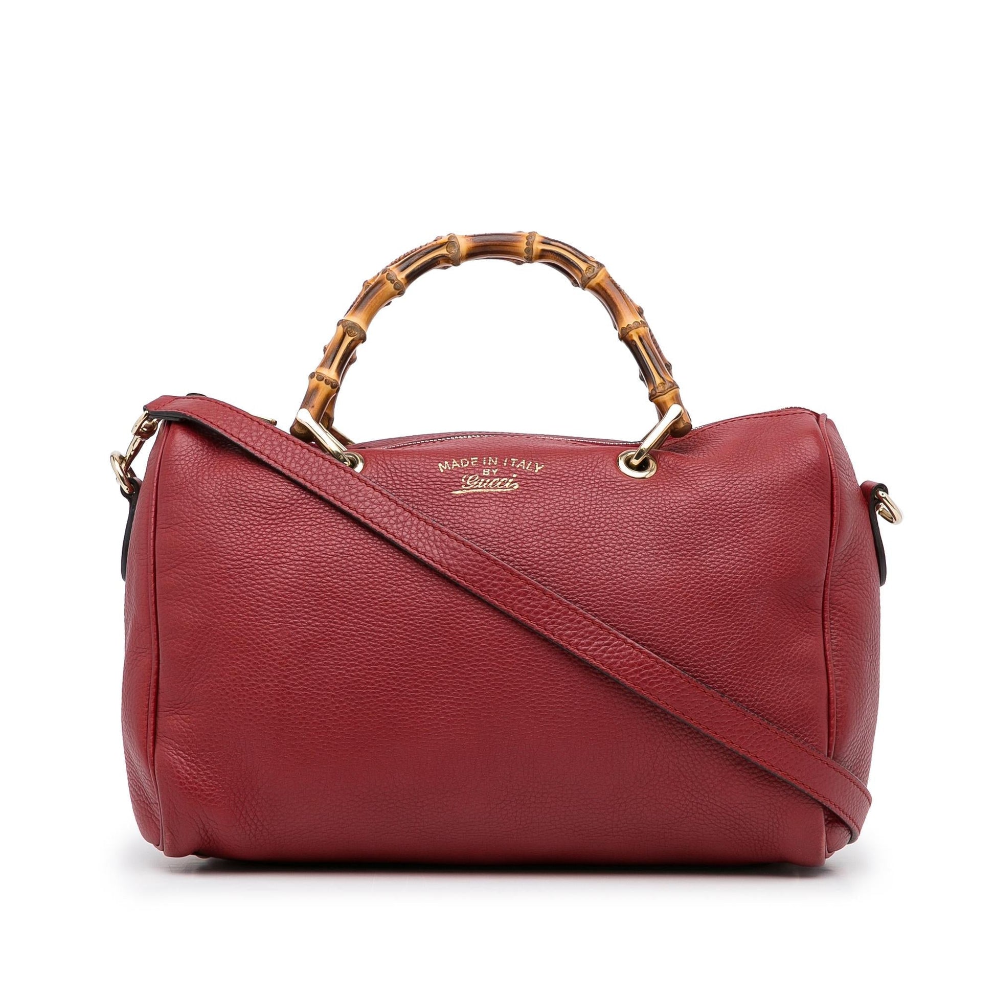 Gucci Bamboo Shopper SHG-AvU9DN Calf Red Satchel Bag