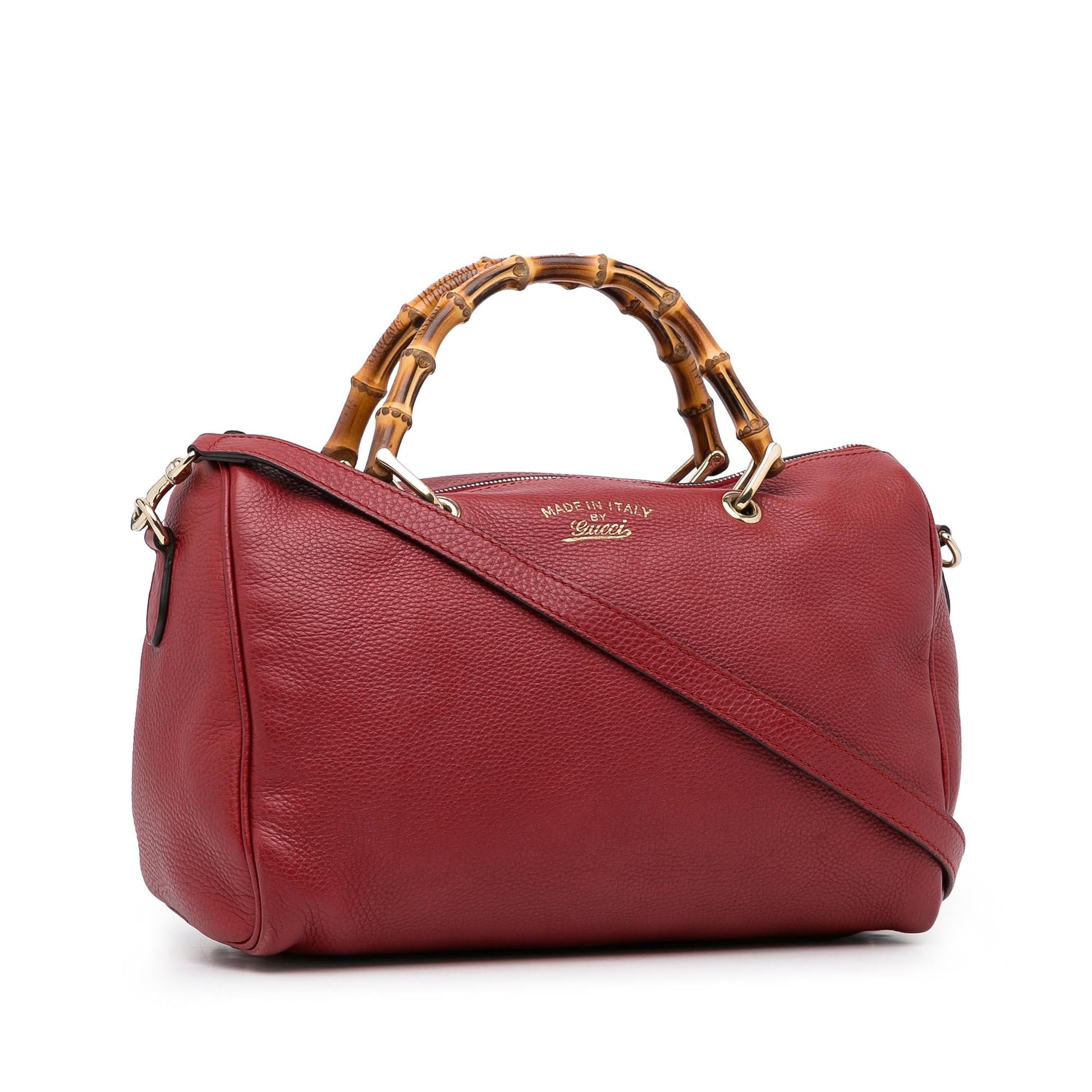 Gucci Bamboo Shopper SHG-AvU9DN Calf Red Satchel Bag