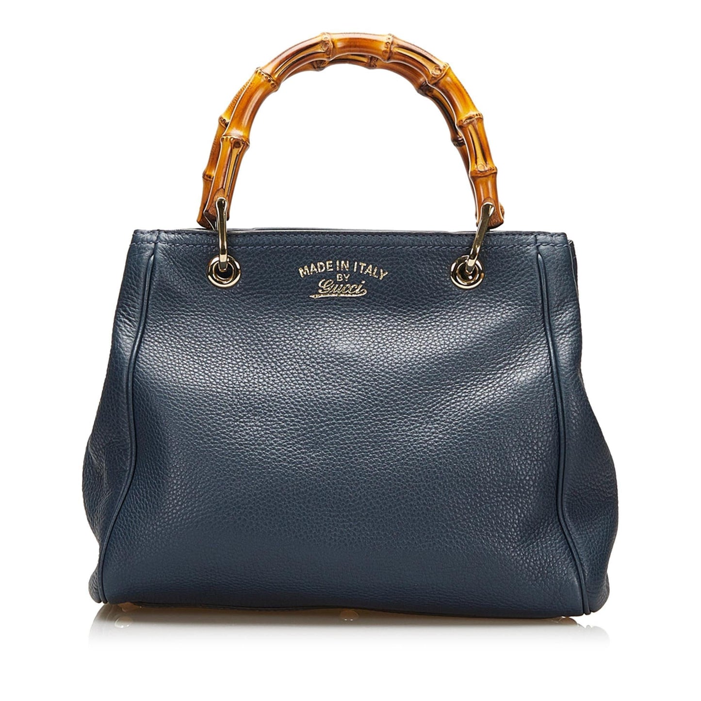 Gucci Bamboo Shopper SHG Calf Blue Satchel Bag