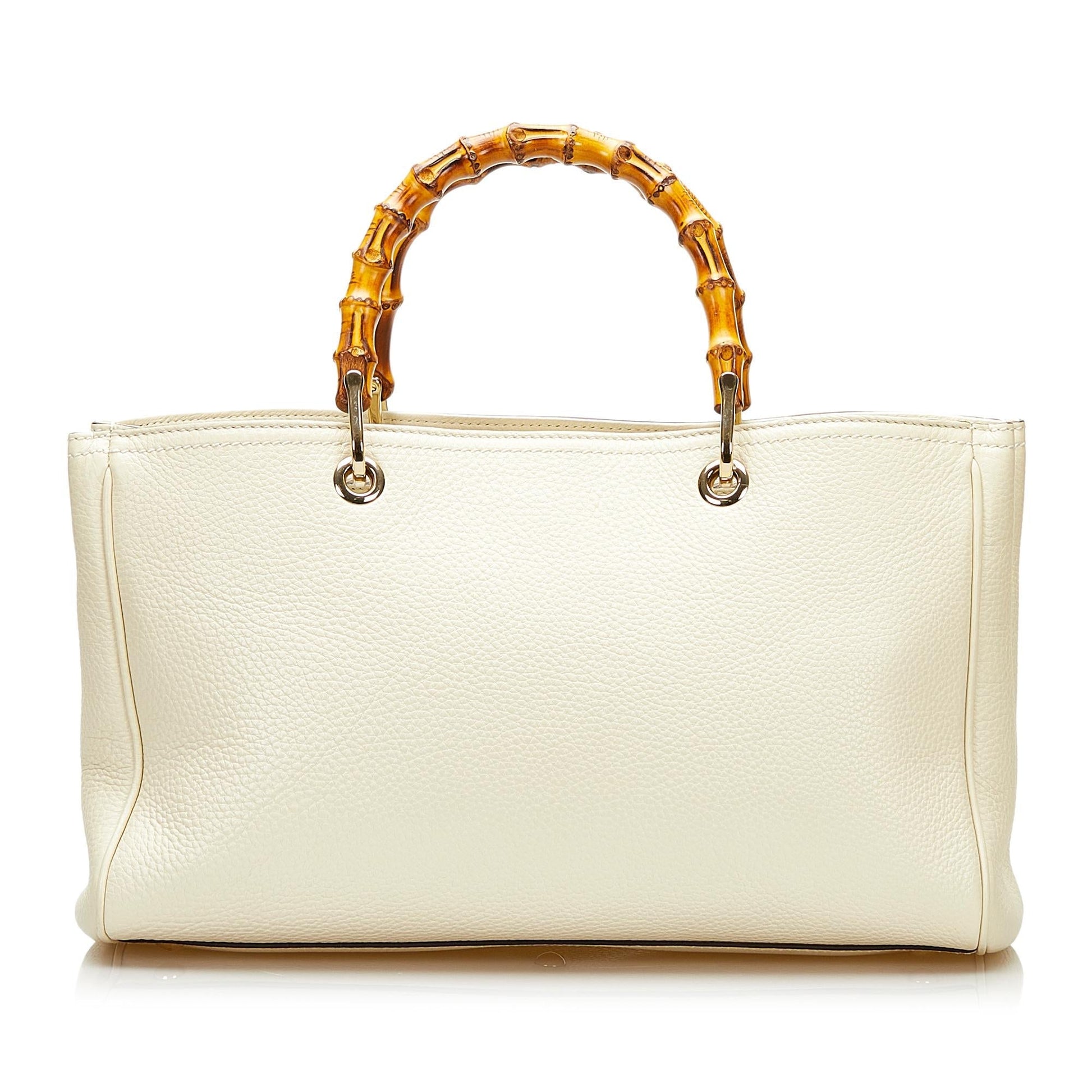 Gucci Bamboo Shopper SHG Calf White Satchel Bag