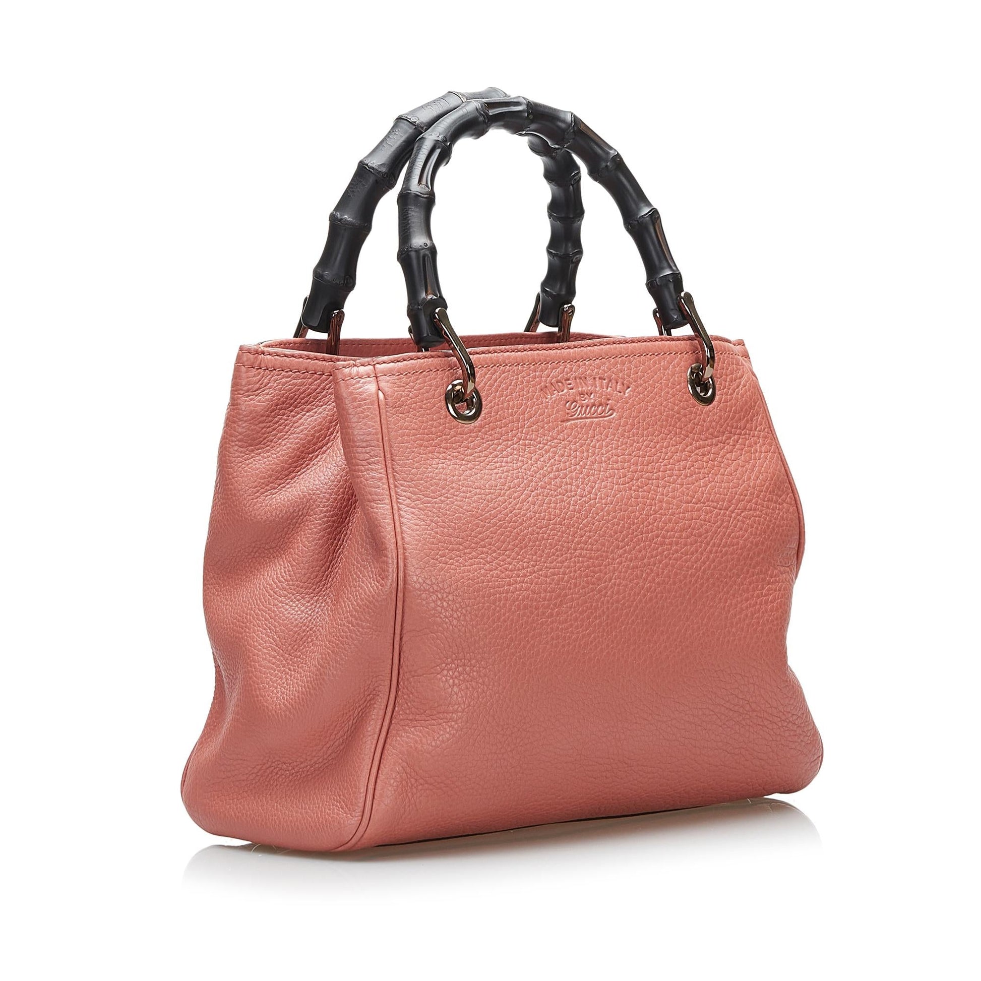 Gucci Bamboo Shopper SHG Calf Pink Satchel Bag