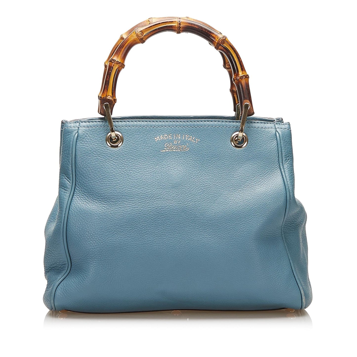 Gucci Bamboo Shopper SHG Calf Blue Satchel Bag Shopper Shg