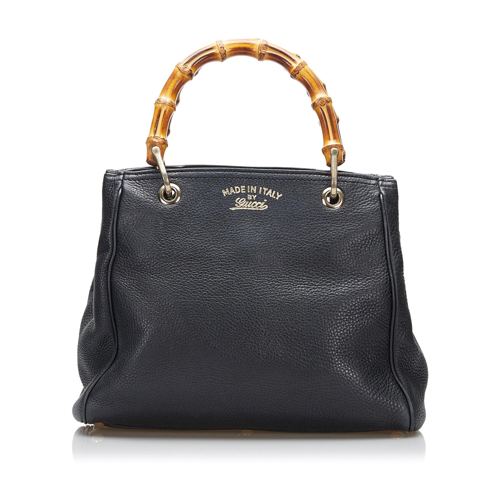 Gucci Bamboo Shopper SHG- MiTw Calf Black Satchel Bag
