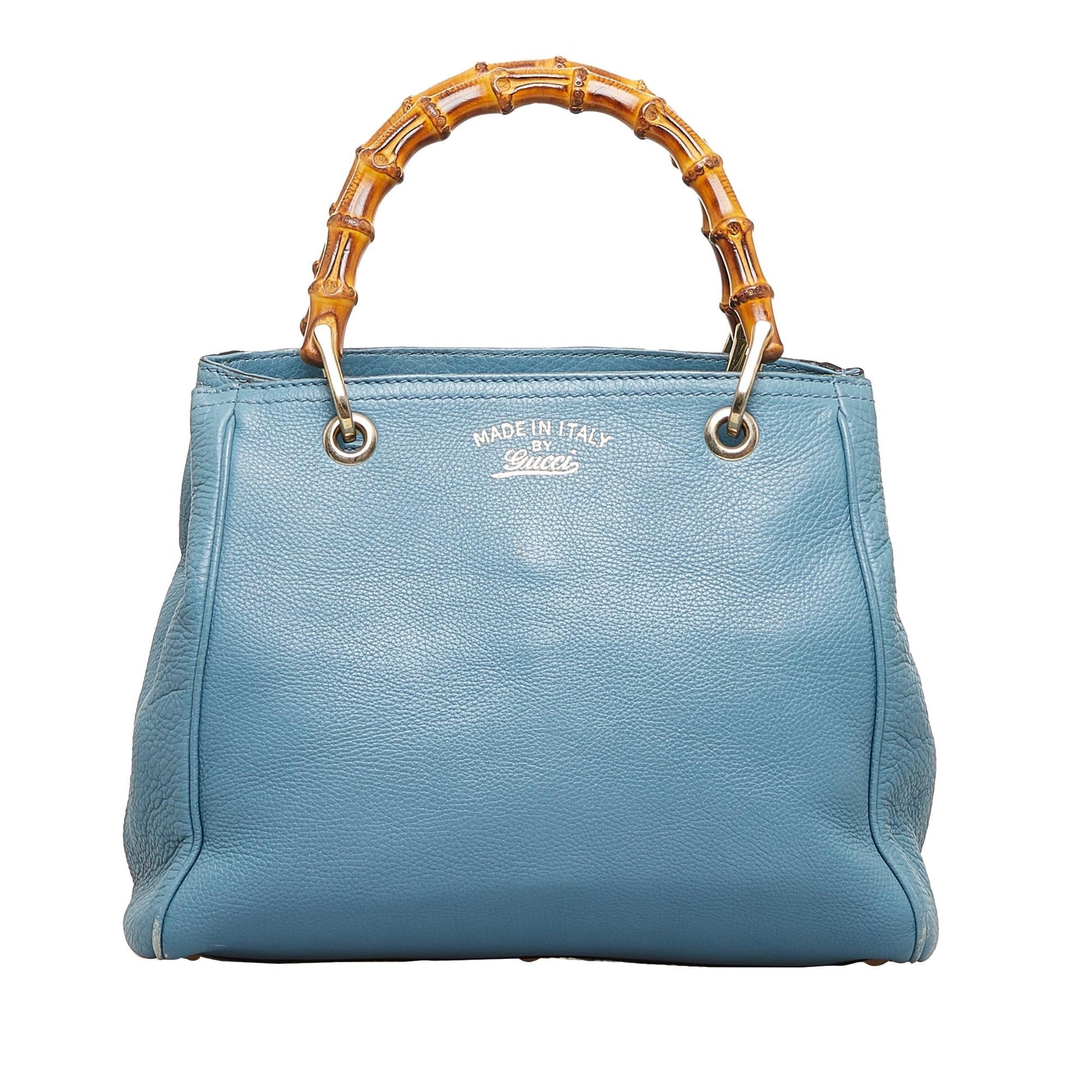Gucci Bamboo Shopper SHG-3WFsV0 Calf Blue Satchel Bag