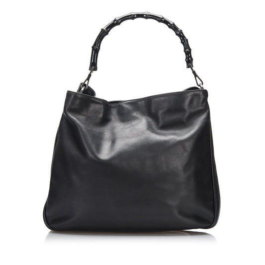 Gucci Bamboo SHG-4ZhtQd Calf Black Tote Bag