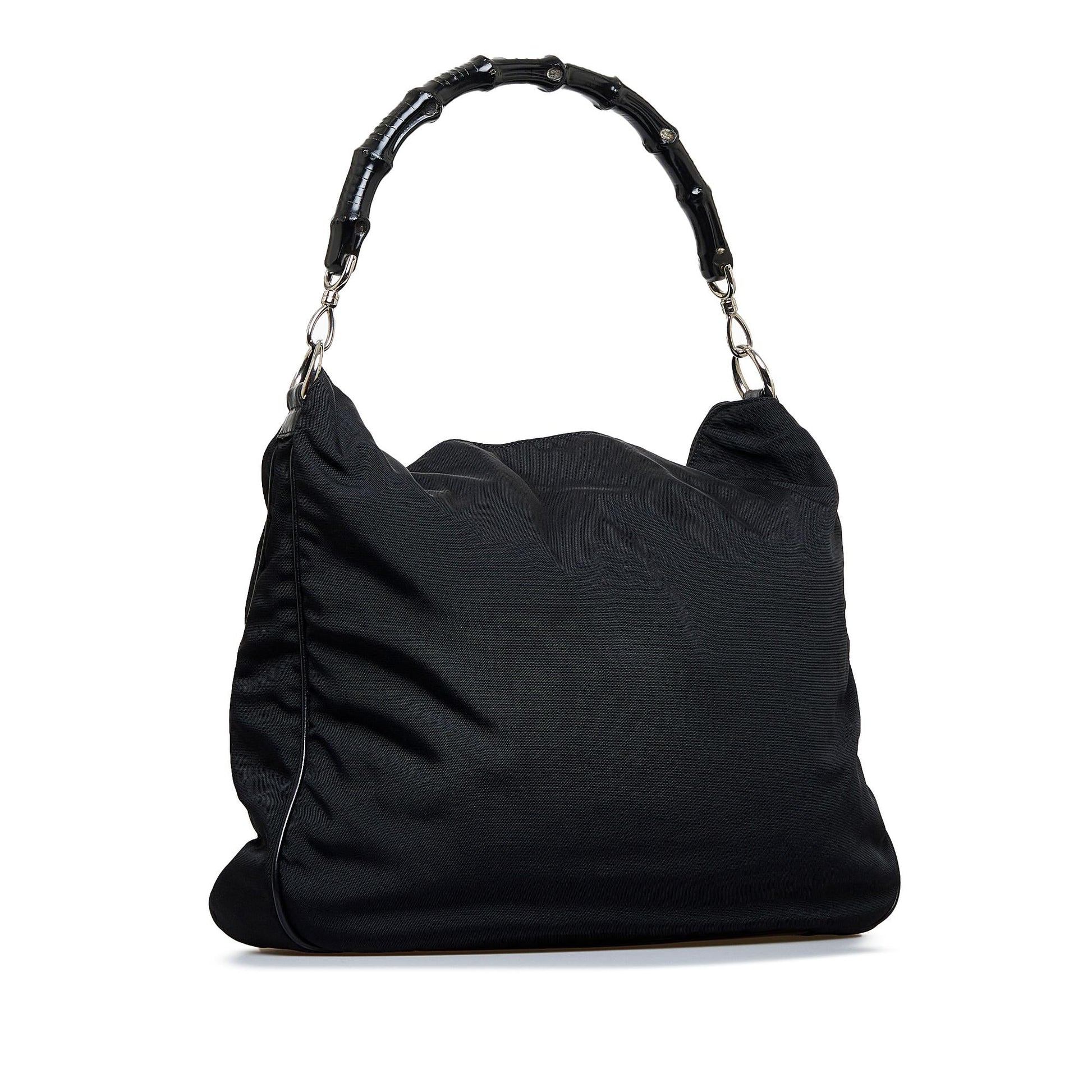Gucci Bamboo SHG-gi8tSv Nylon Black Tote Bag