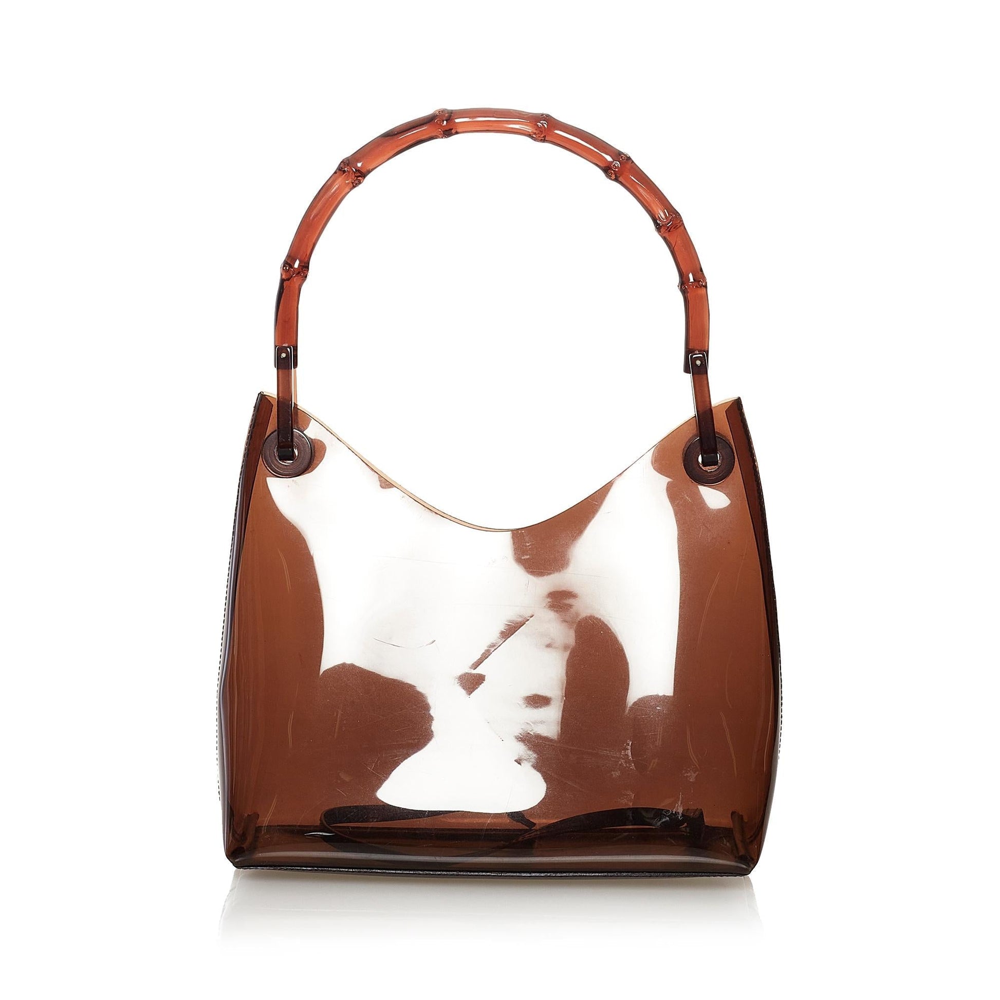 Gucci Bamboo Vinyl SHG Brown Satchel Bag