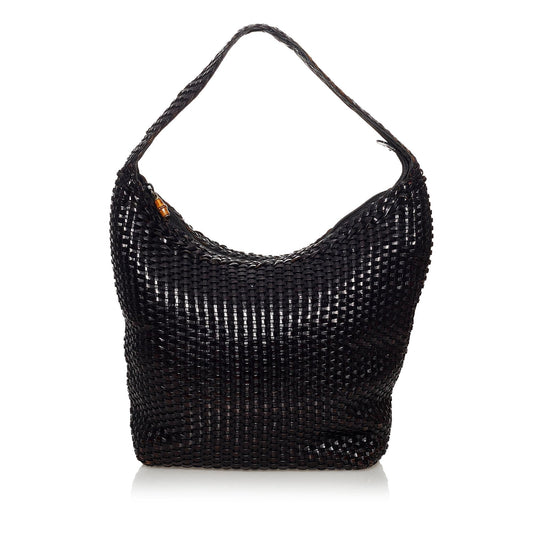 Gucci Bamboo Weaved SHG Leather Calf Black Shoulder Bag