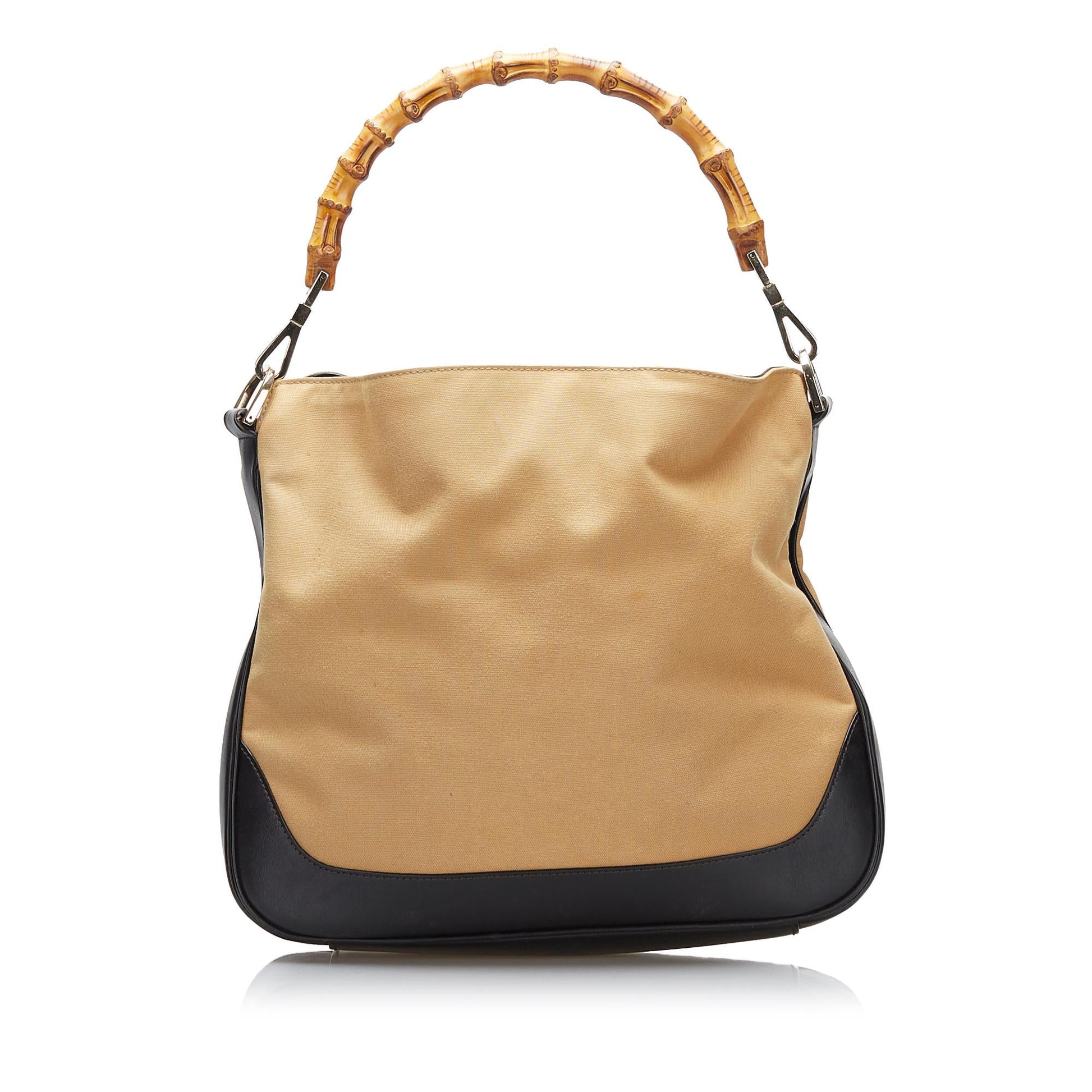 Gucci Bamboo Web SHG-h6OTTp Nylon Calf Brown Satchel Bag