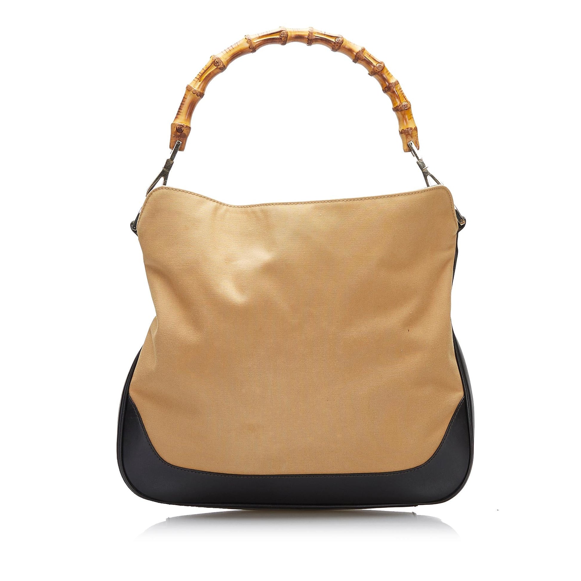Gucci Bamboo Web SHG-h6OTTp Nylon Calf Brown Satchel Bag