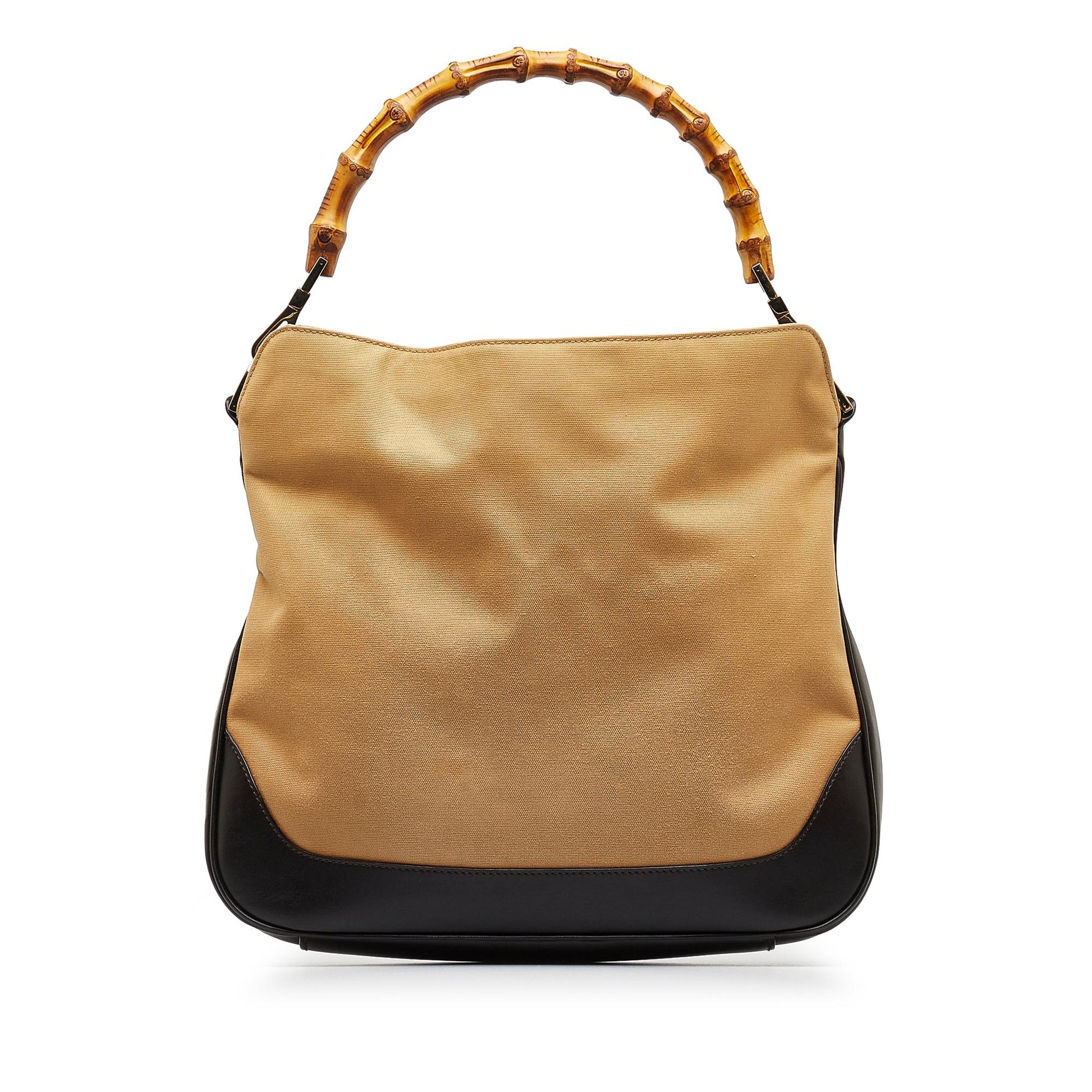 Gucci Bamboo Web SHG-67Artc Canvas Brown Satchel Bag
