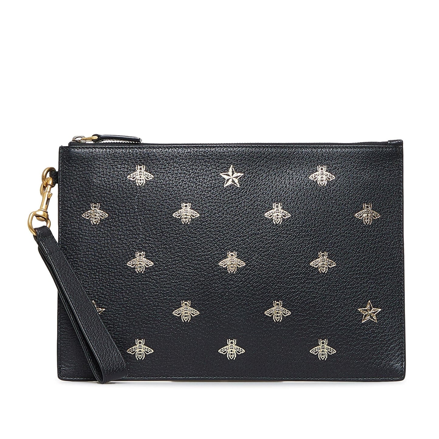 Gucci Bee Star SHG-nCln2z Calf Black Clutch Bag