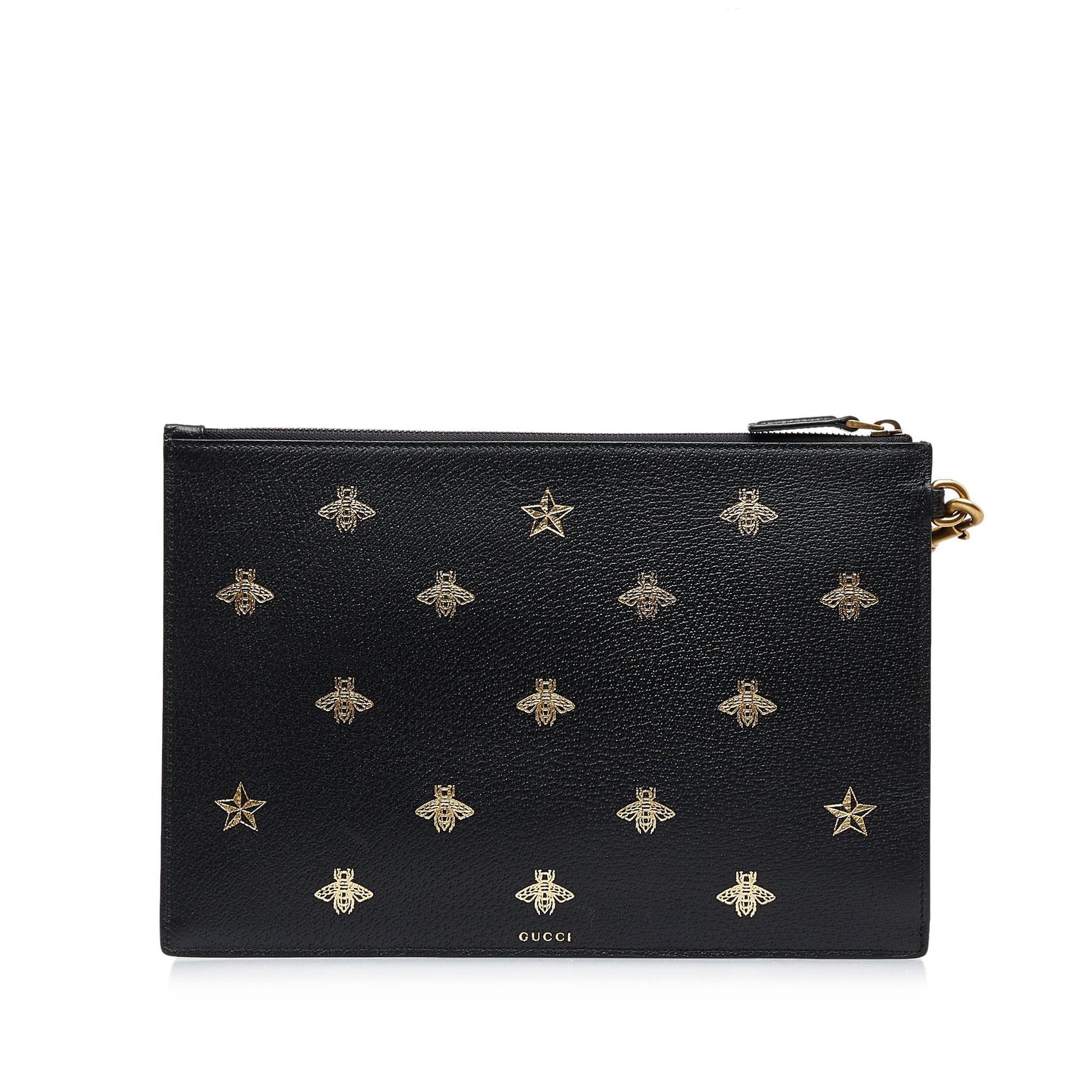 Gucci Bee Star SHG-AF5WVQ Calf Black Clutch Bag