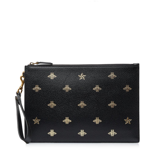 Gucci Bee Star SHG-AF5WVQ Calf Black Clutch Bag