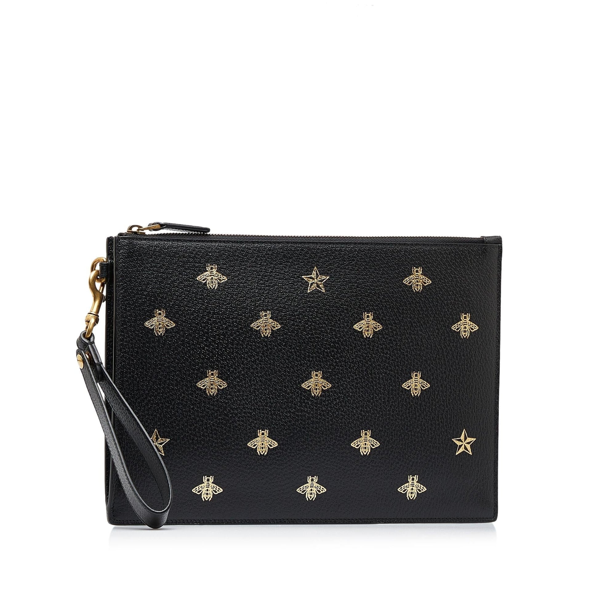 Gucci Bee Star SHG-AF5WVQ Calf Black Clutch Bag