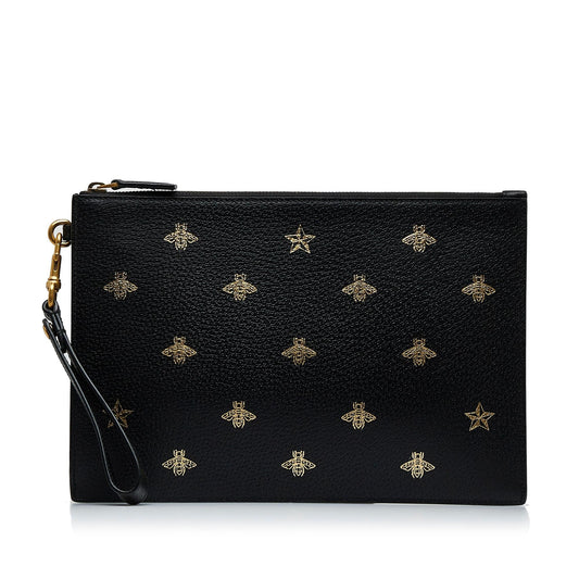 Gucci Bee Star SHG-zhsY2F Calf Black Clutch Bag