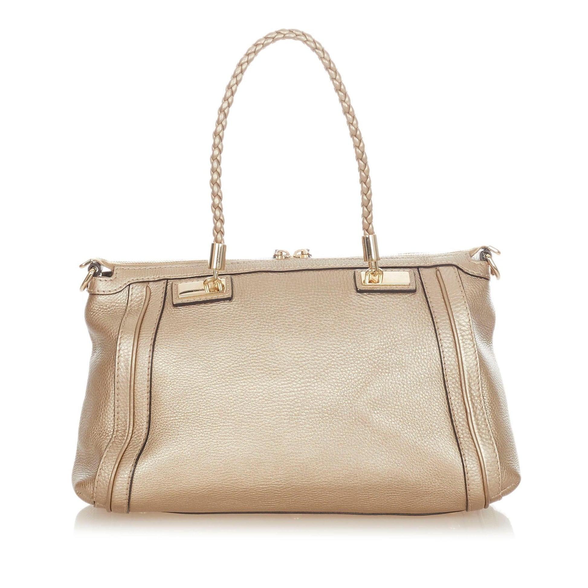 Gucci Bella SHG Leather Calf Gold Satchel Bag 3