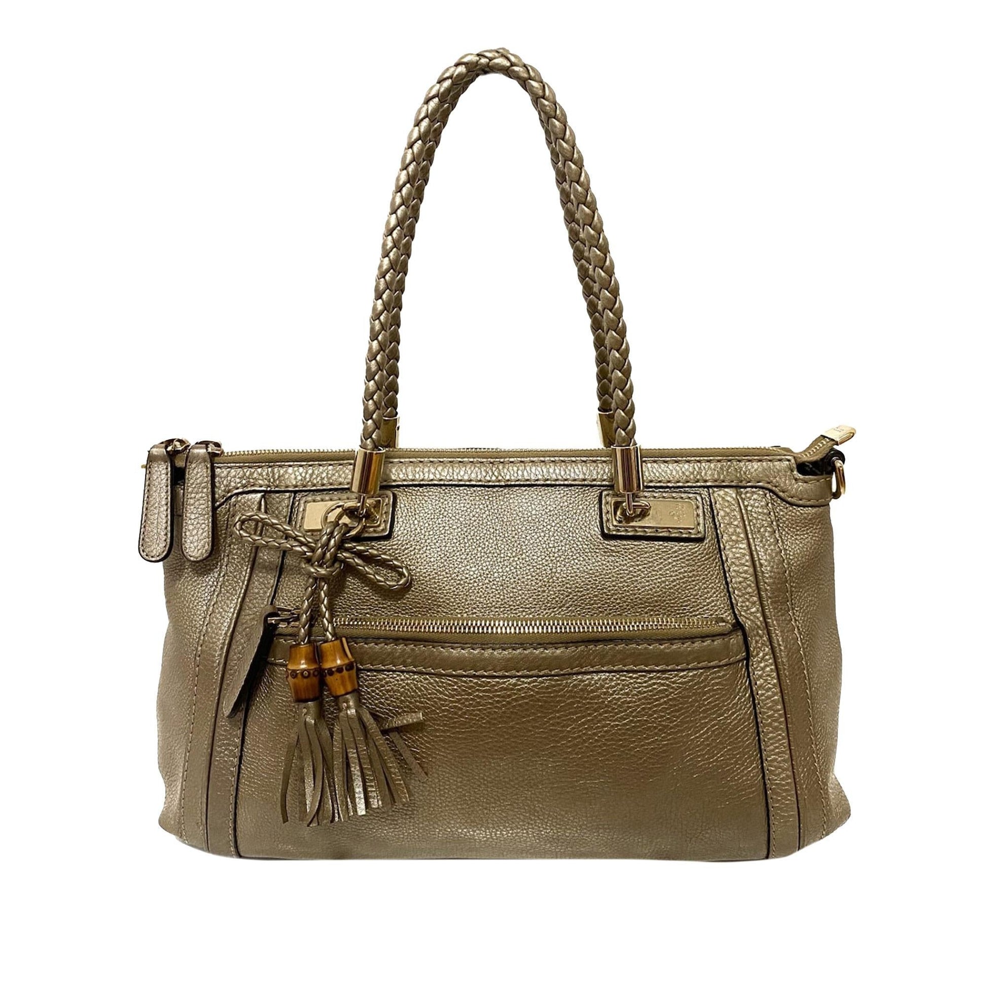Gucci Bella SHG Leather Calf Gold Satchel Bag
