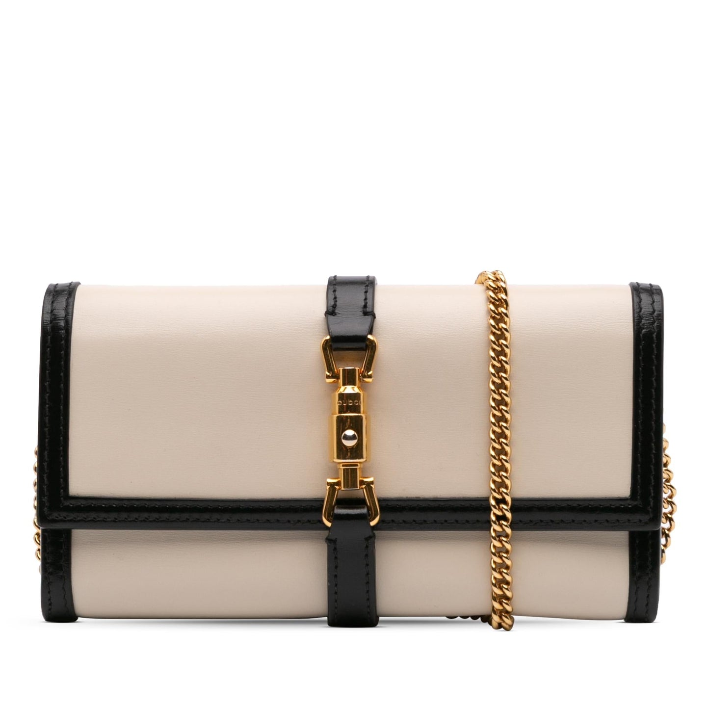 Gucci Bicolor Jackie Wallet On Chain Calf Calfskin Black White Crossbody Bag On Chain