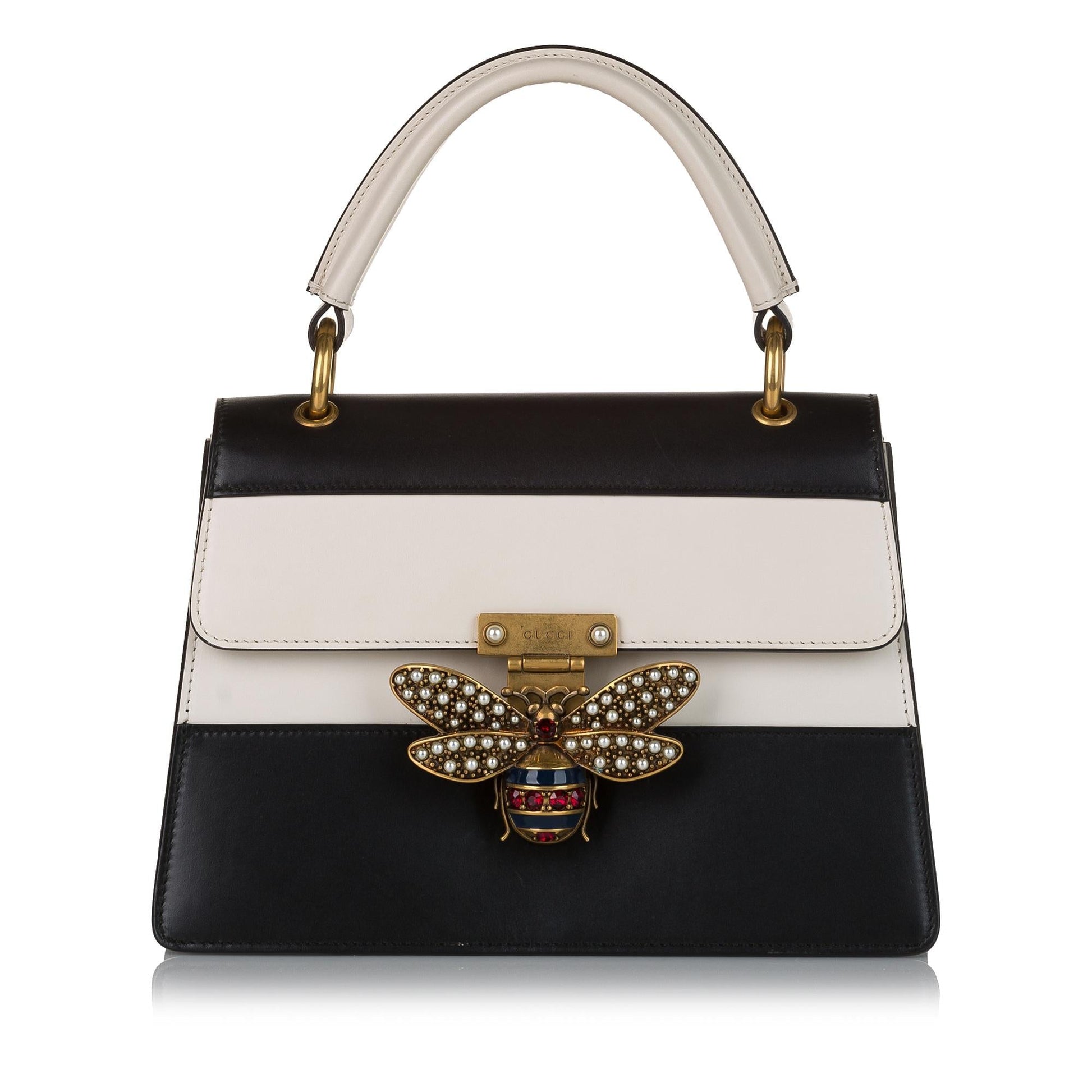 Gucci Blind Love Queen Margaret SHG Calf Black White Satchel Bag