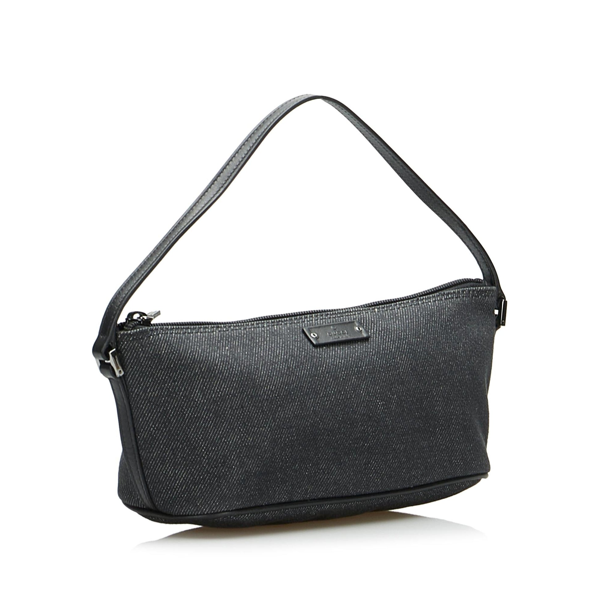 Gucci Boat SHG-RozfAC Denim Black Handbag