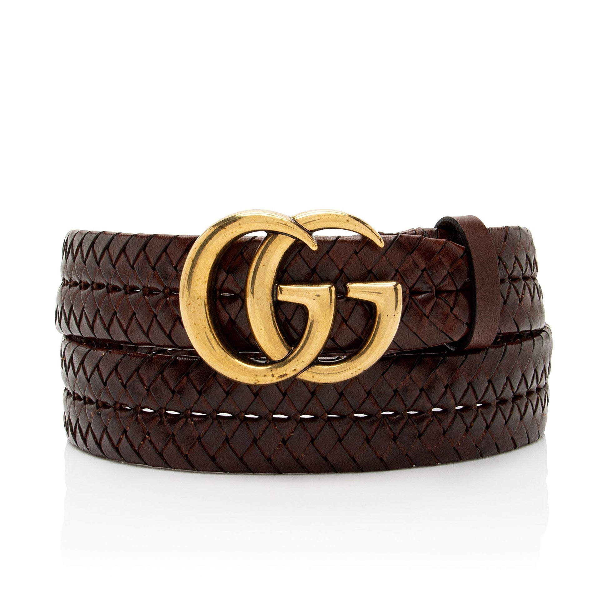 Gucci Braided GG Marmont Belt - Leather Brown Accessory