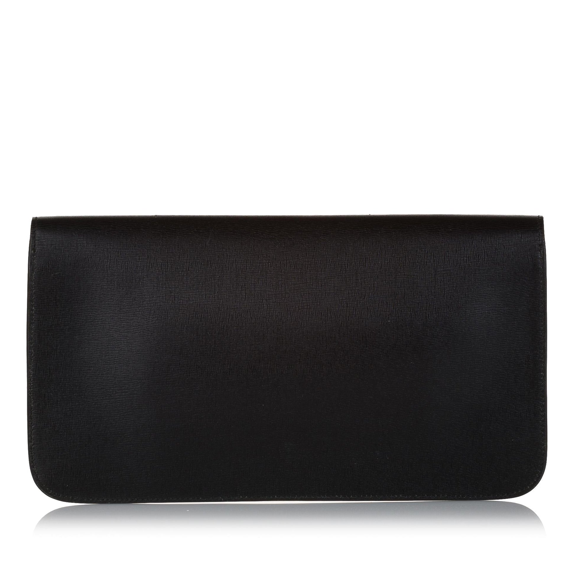 Gucci Bright Bit SHG Leather Calf Black Clutch Bag
