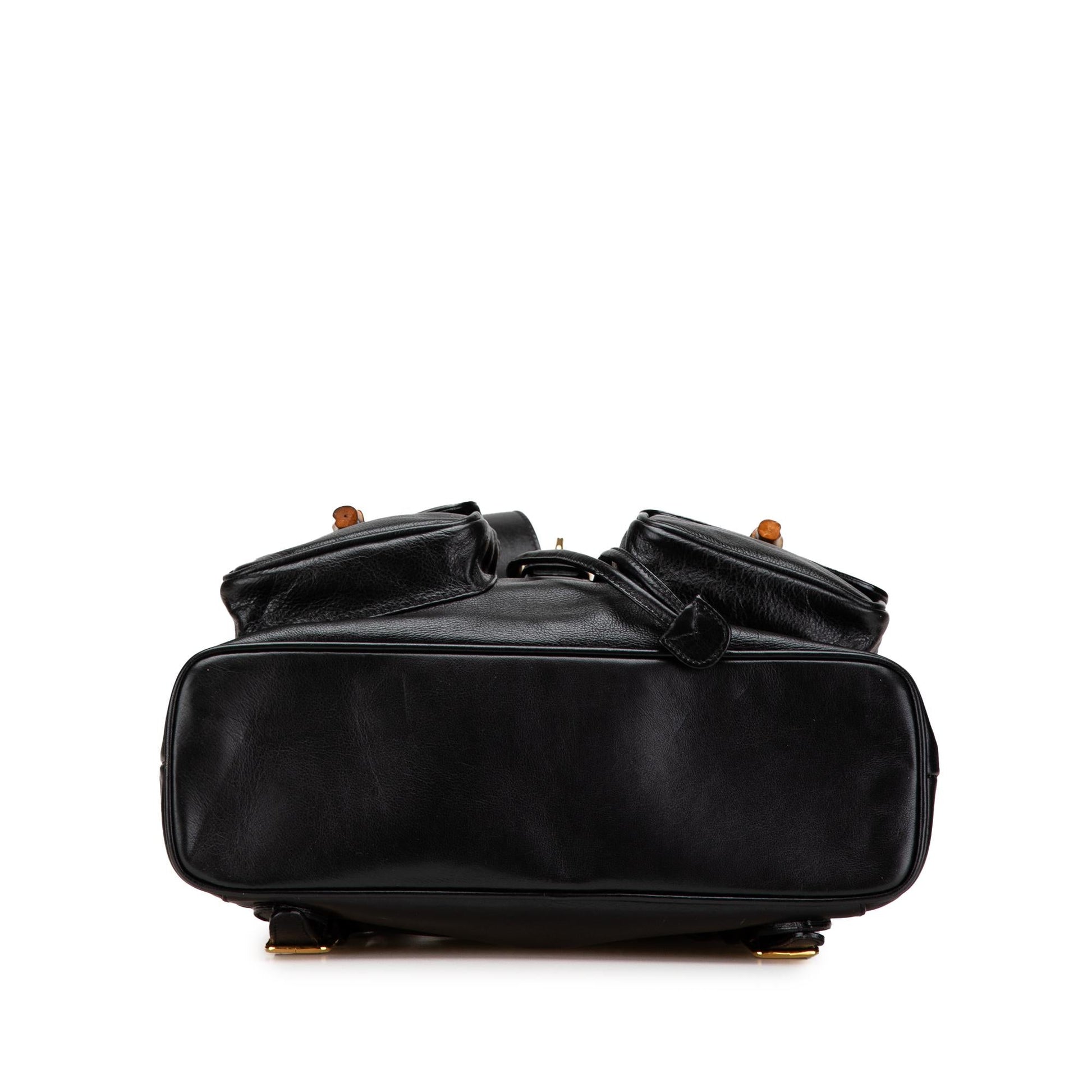 Gucci Bamboo Drawstring Backpack Calf Calfskin Black Jewelry Drawstring Backpack