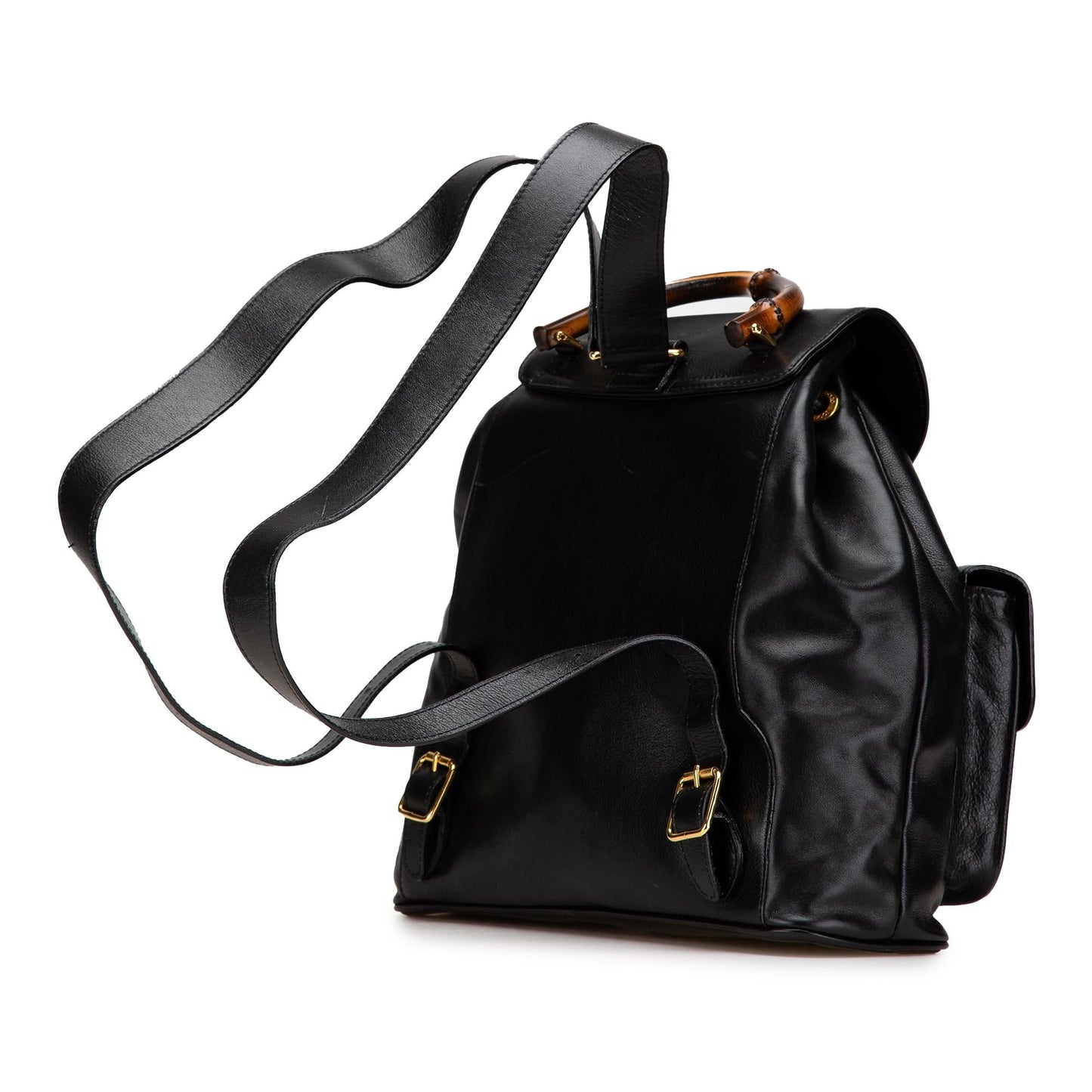 Gucci Bamboo Drawstring Backpack Calf Calfskin Black Jewelry Drawstring Backpack