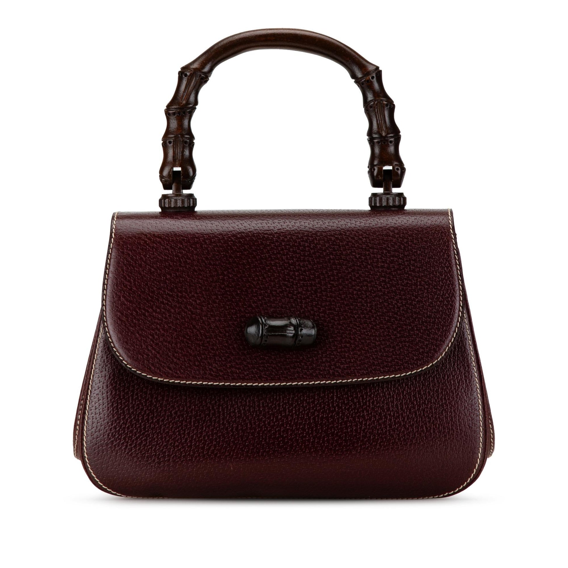 Gucci Bamboo SHG-m3eCxo Calf Calfskin Red Satchel Bag