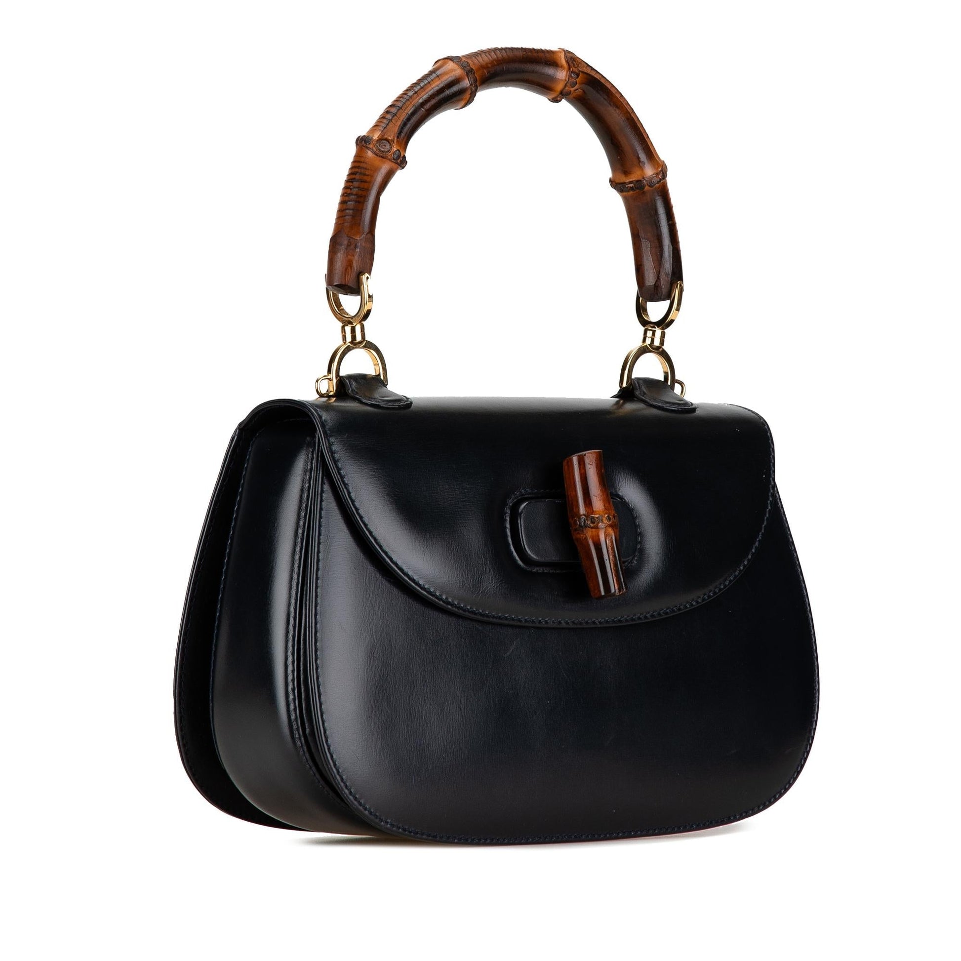 Gucci Bamboo Night SHG-8tTrXT Calf Calfskin Black Satchel Bag