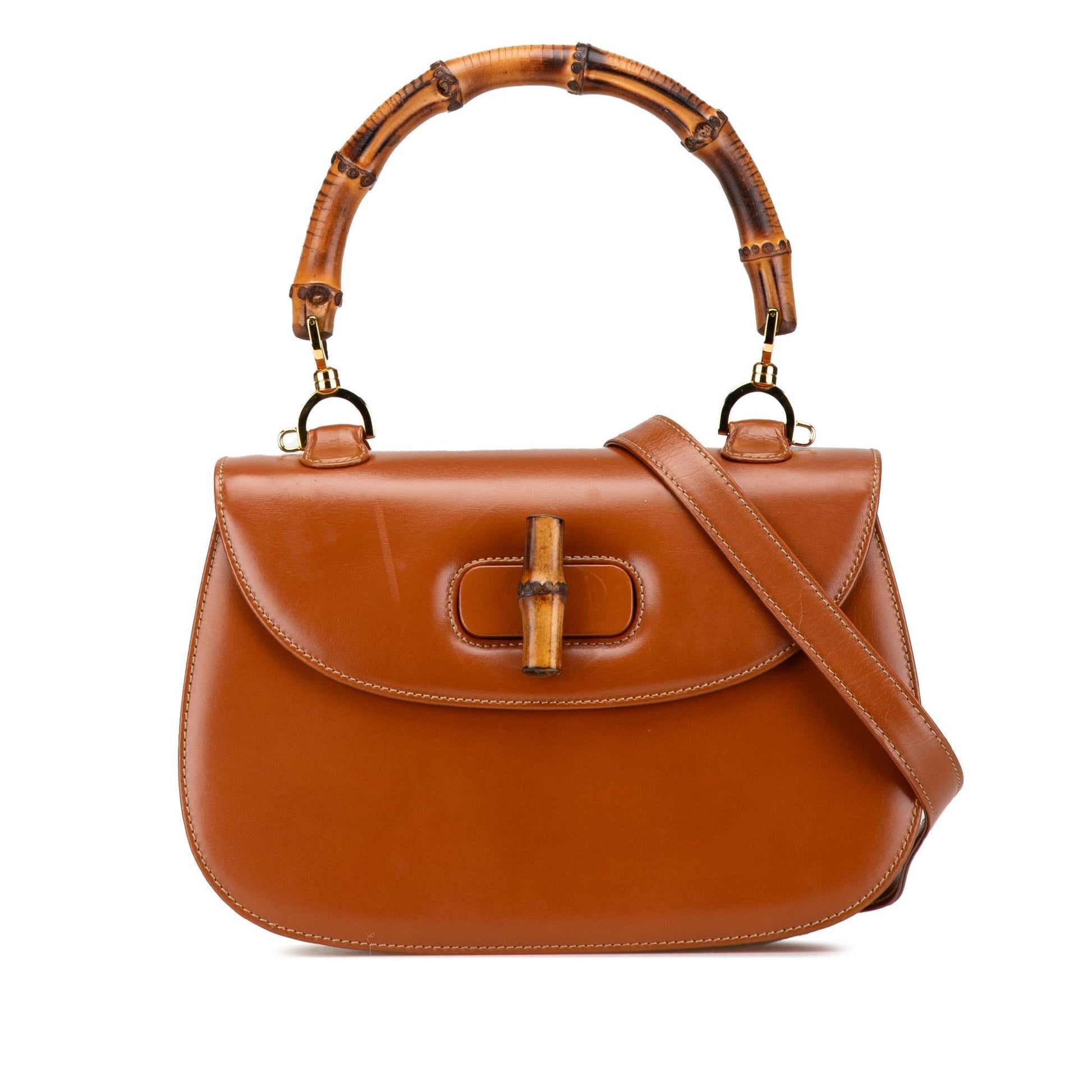 Gucci Bamboo Night SHG-etx3ut Calf Calfskin Brown Satchel Bag