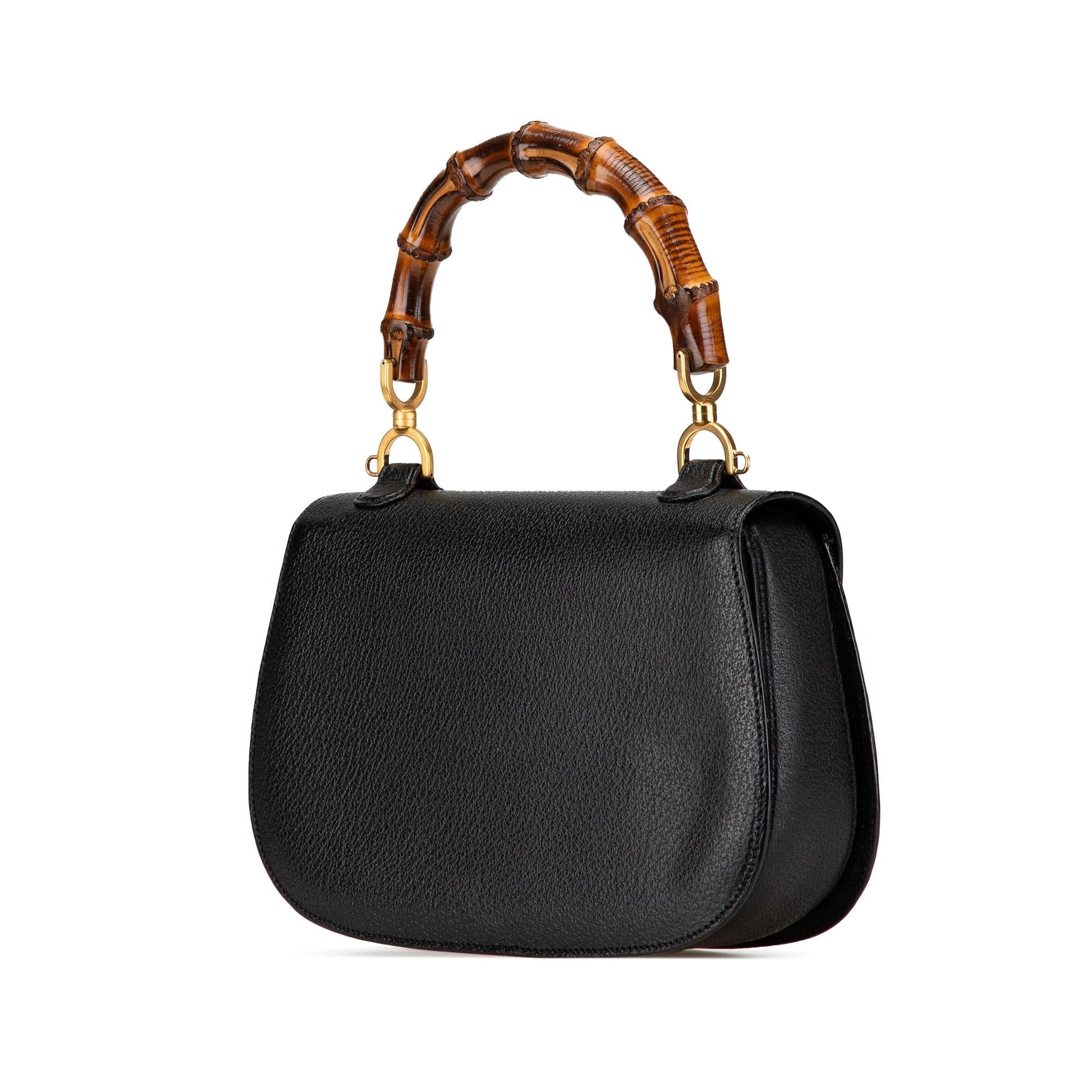Gucci Bamboo Night Calf Calfskin Black Satchel Bag
